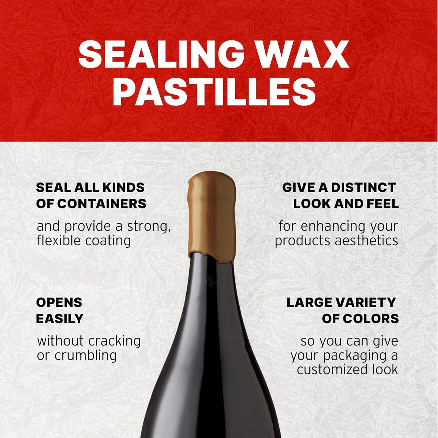 Blended Waxes, Inc. Bottle Sealing Wax, Pastille Wax Seal Beads For Wine, Beer, and Liquor Bottle Sealing, Seals Between 25-30 Bottles, 1 lb, Copper