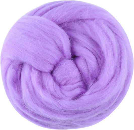 3.53oz Wool Roving Yarn, Wool Felting Supplies, Pure Wools, Chunky Yarn, Spinning Wool Roving for Needle Felting Wet Felting DIY Hand Spinning (Lavender)