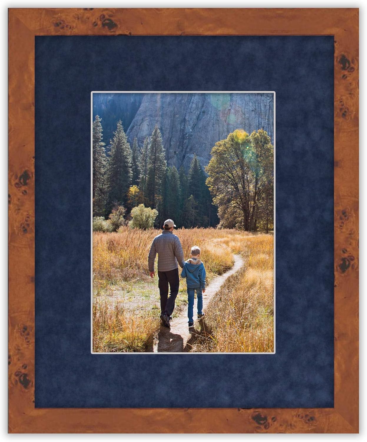 8x10 Mat Bevel Cut for 5x8 Photos - Acid Free Navy Suede Precut Matboard With Backing Board and Crystal Clear, Self Seal Photo Mat Bag - For Pictures, Photos, Framing - 4-ply Thickness