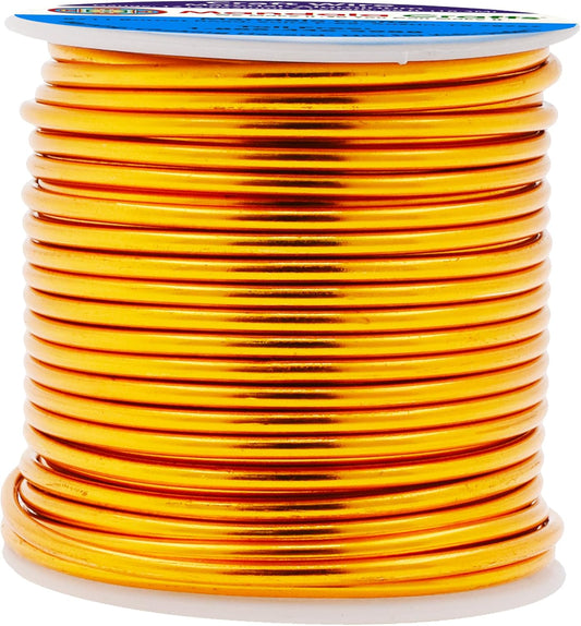 Mandala Crafts 12 Gauge Anodized Aluminum Craft Wire for Jewelry Making - 60 FT Colored Flexible Gold Tone Wire - Bendable for Bonsai Armature Crafting Sculpting