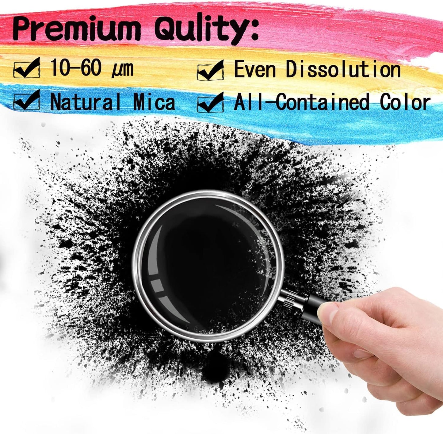 Mica Powder - 40g Mica Powder for Epoxy Resin - Pigment Powder Dye for Resin/Eye Shadow/Soap Making/Nails/Bath Bombs etc. (Black)