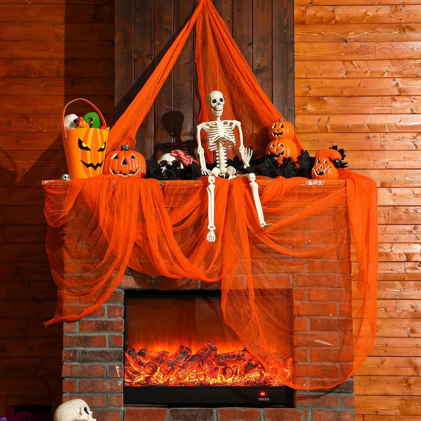 Boao Halloween Cheese cloth 85 x 197 Inch Orange Cheesecloth Roll for Crafts Large Cotton Muslin Gauze Fabric for Halloween Outdoor & Indoor Spooky Decoration