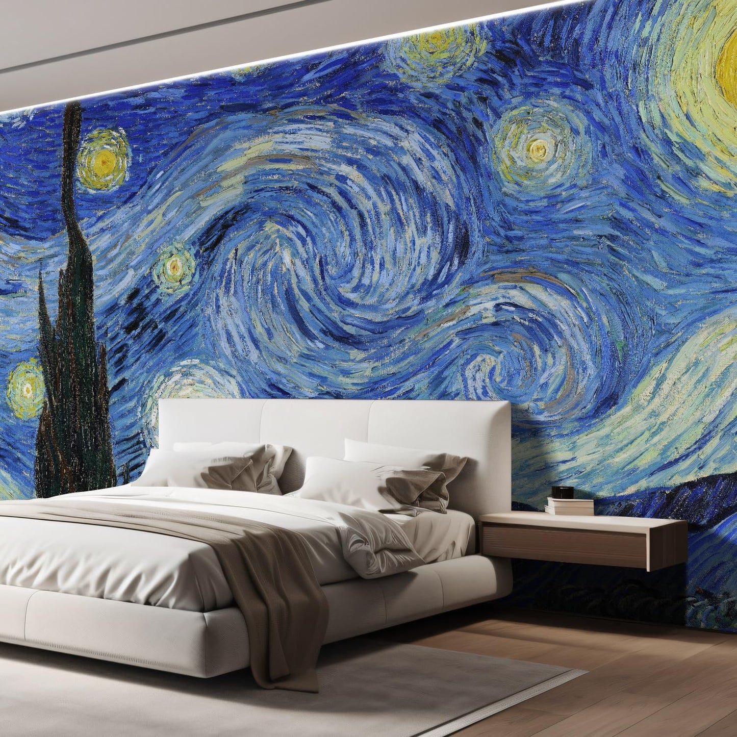 wall26 Starry Night by Vincent Van Gogh Dutch Impressionism 20th Century Artist Peel and Stick Large Wall Mural, Removable Wallpaper, Home Decor - 132x168 inches