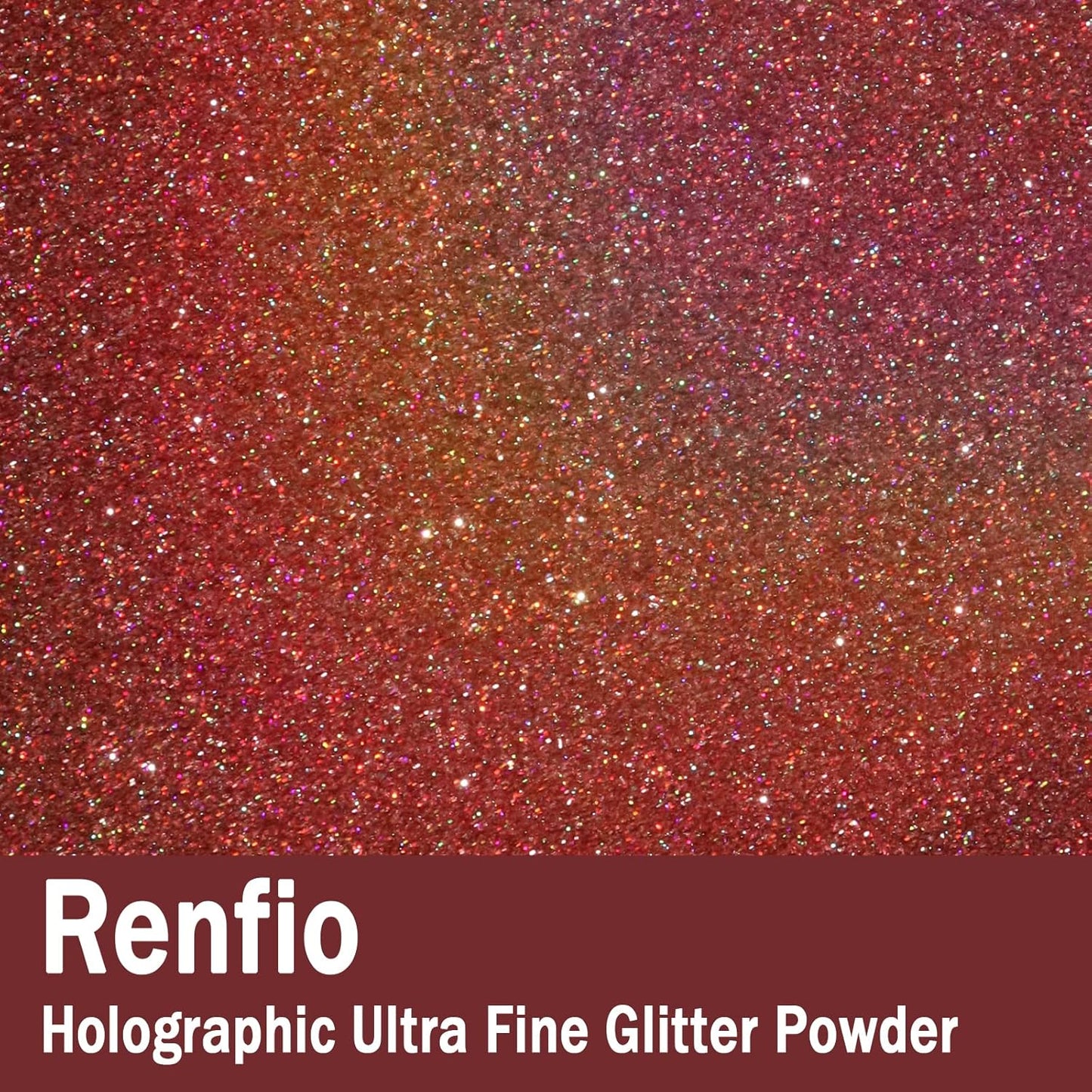 Renfio Holographic Ultra Fine Glitter Powder Metallic Resin Glitter 2.11 Oz (60g) PET Flakes Crafts Sequins 1/128" 0.008" 0.2mm Epoxy Chips Flakes for Tumblers Slime - Laser Pink