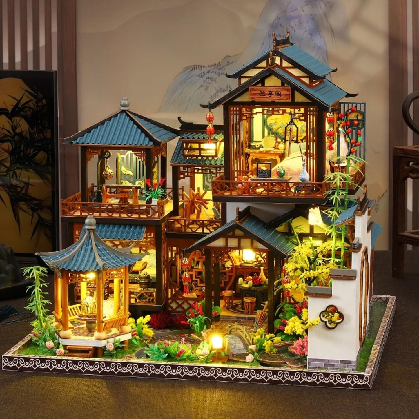 Miniature House Kit, Miniature Ki, Dollhouse Kit for Adults Teen, Mini House Building Kit for Birthday, Elegant Lanting