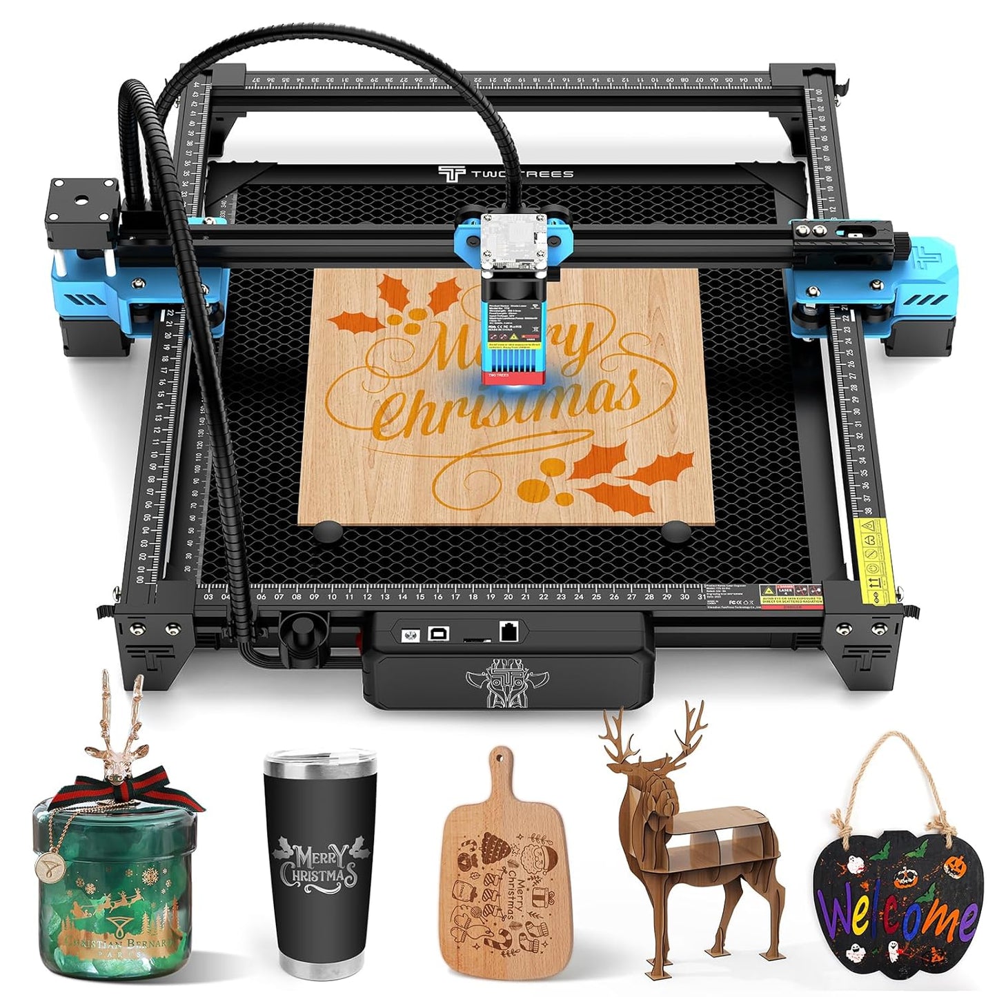 TTS-55 PRO 5500mW Laser Engraver Machine Laser Cutter Laser Cutting Engraving Tool for Wood Metal Aluminum Glass Leather