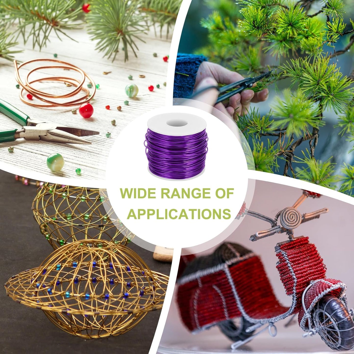 MECCANIXITY 15 Gauge Anodized Aluminum Craft Wire Bendable Bonsai Training Wire 223 Feet 1.5mm for Sculpting Crafts Wreath Floral Beading Jewelry Making, Purple