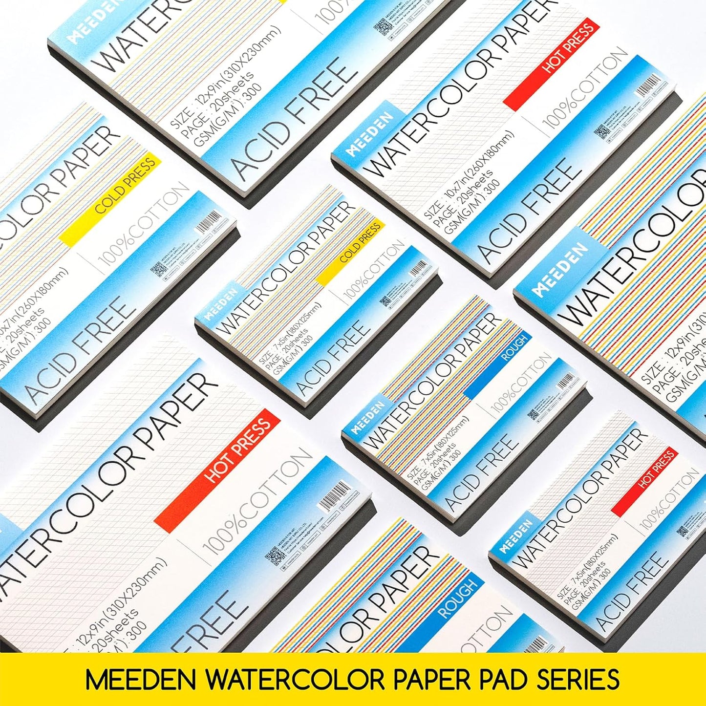 MEEDEN Watercolor Paper Block - 100% Cotton Watercolor Paper Pad of 20 Sheets, 140lb/300gsm, Acid-Free Art Paper for Watercolor, Gouache, Ink and More, 16" x 12" Cold Press