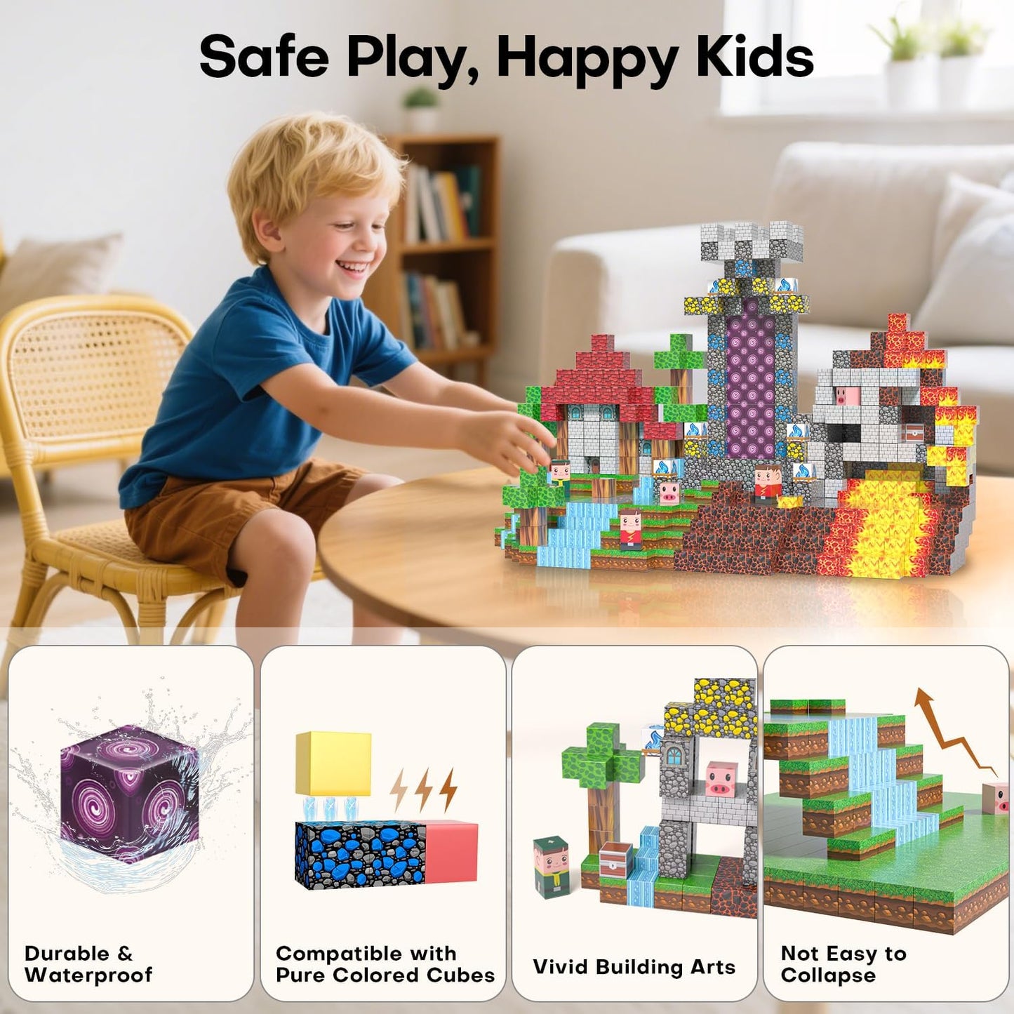 100PCS Magnetic Blocks - Magnet Tiles Toys for Kids, Magnetic Building Blocks Cubes, Stacking Magnets Toys for Kids, Birthday Gifts for Boys and Girls Age 3+ Years Old