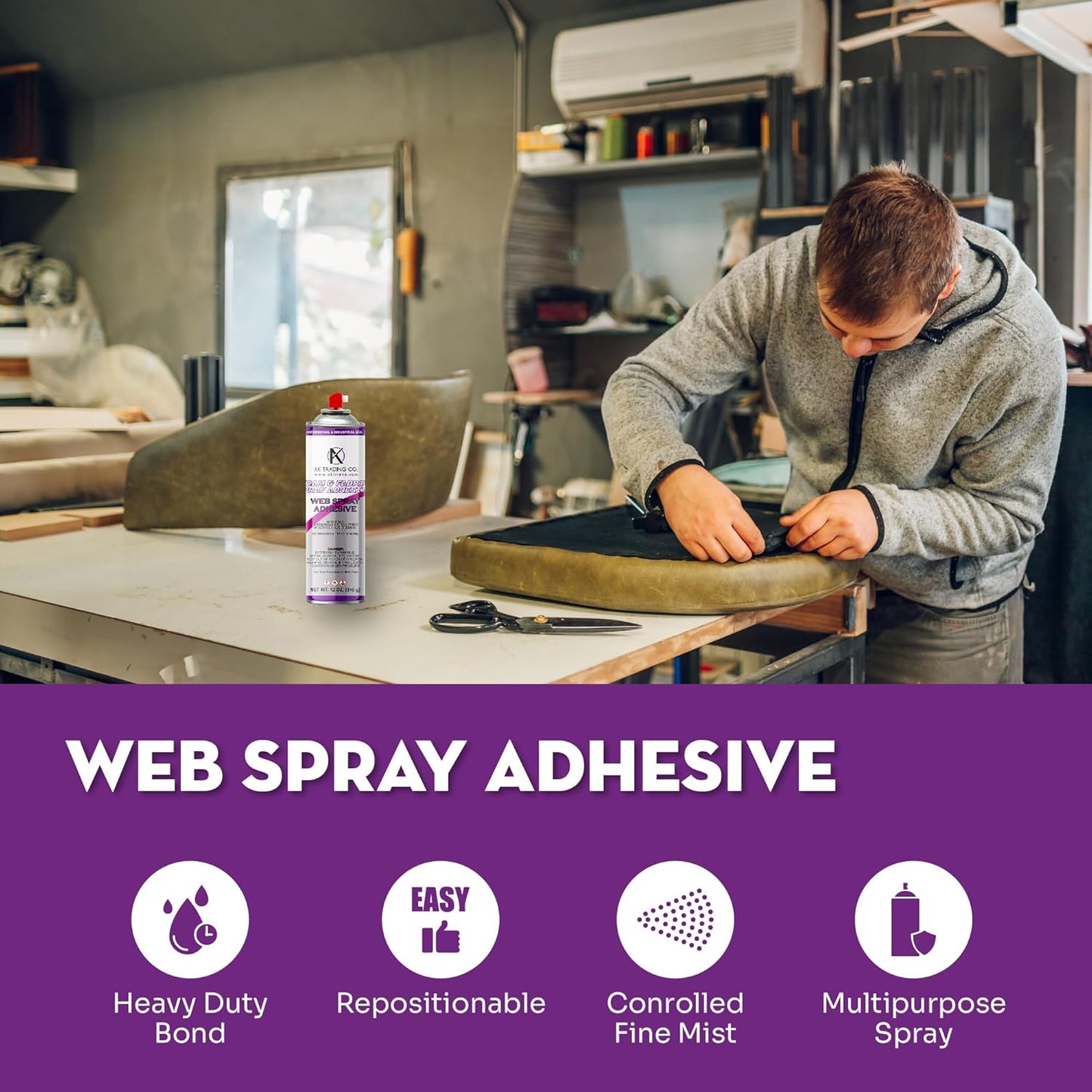 AK Trading Professional Quality General Multipurpose Spray Adhesive, 6-Ounce for Acoustic Panels & Craft Upholstery Foam Adhesive & Fabric Glue