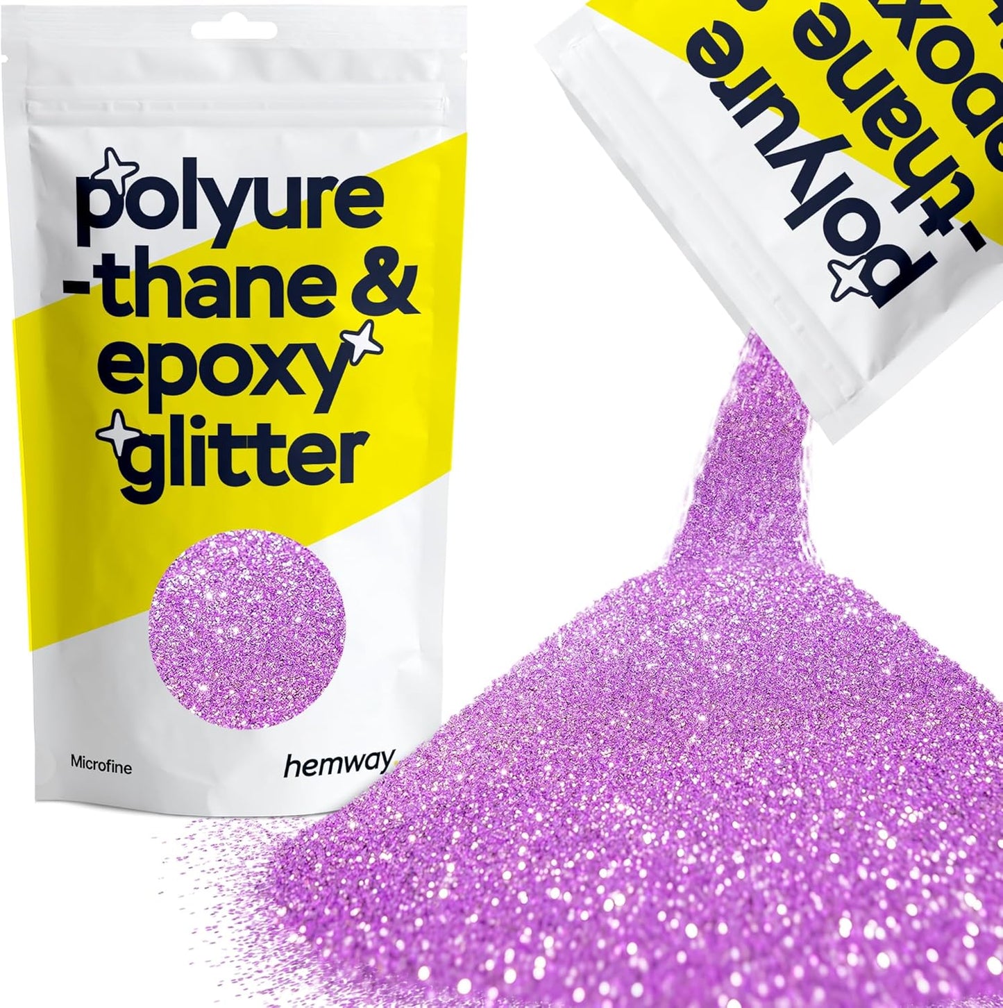 Hemway Polyurethane & Epoxy Resin Glitter 100g / 3.5oz Metallic Crystal Flake Additive for Flooring Jewelry Tumblers Glass Pigment - Microfine (1/256" 0.004" 0.1mm) - Lavender Purple
