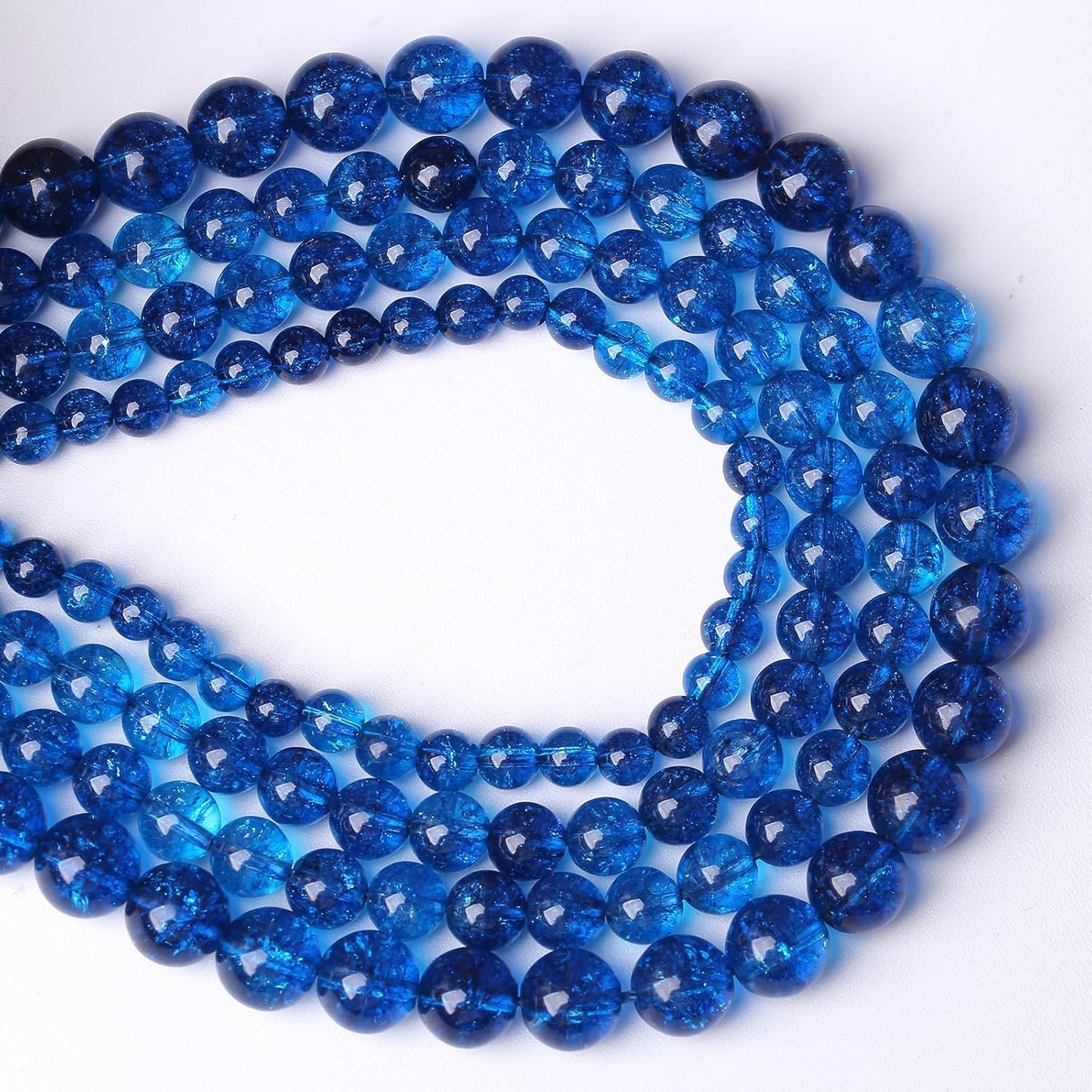 36pcs 10mm Natural Blue Crystal Crackle Quartz Stone Round Loose Beads for Jewelry Making DIY Bracelets Necklaces Energy Healing Stone Beads 15" (10mm, Blue Crackle Quartz)