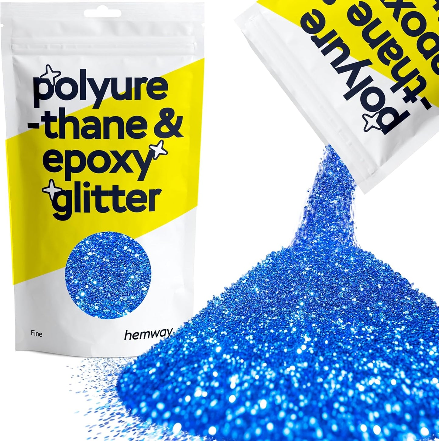 Hemway Polyurethane & Epoxy Resin Glitter 100g / 3.5oz Metallic Crystal Flake Additive for Flooring Jewelry Tumblers Glass Pigment - Fine (1/64" 0.015" 0.4mm) - Sapphire Blue