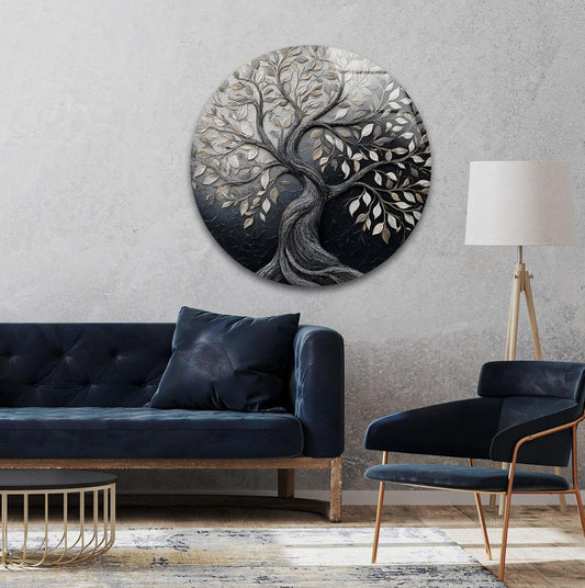 My Photostation.com 20''(50cm) Diameter Twilight Tree of Life Round Glass Wall Art Tempered Glass Printing Wall Decor Large Wall Art Wall Hangings
