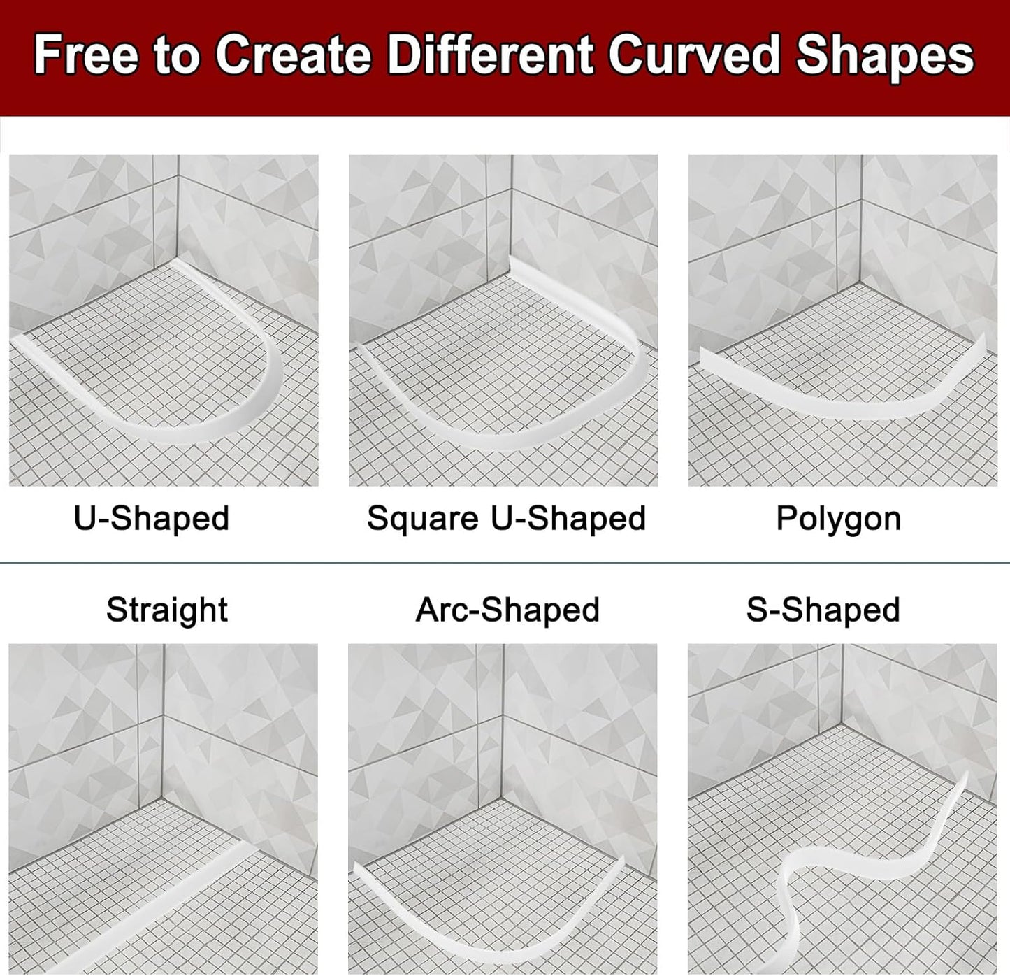 uxcell 197 Inch Flexible Quarter Round Molding Silicone Peel and Stick Trim Self Adhesive Shower Water Barrier for Corner Decor Bathroom Kitchen, White