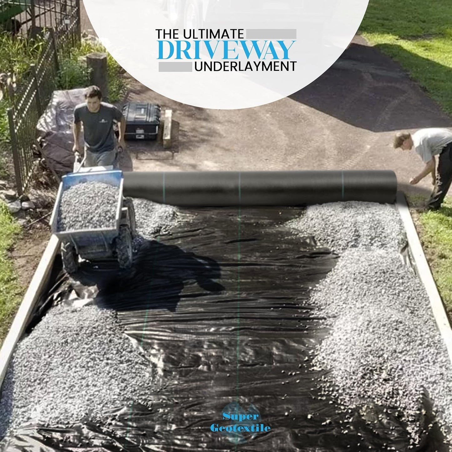 Woven Geotextile Fabric for Driveway and Road Stabilization, Construction Underlayment, Erosion Control, Commercial Grade 50 Year for Gravel Roads and Pavers (20x30) Ships Folded