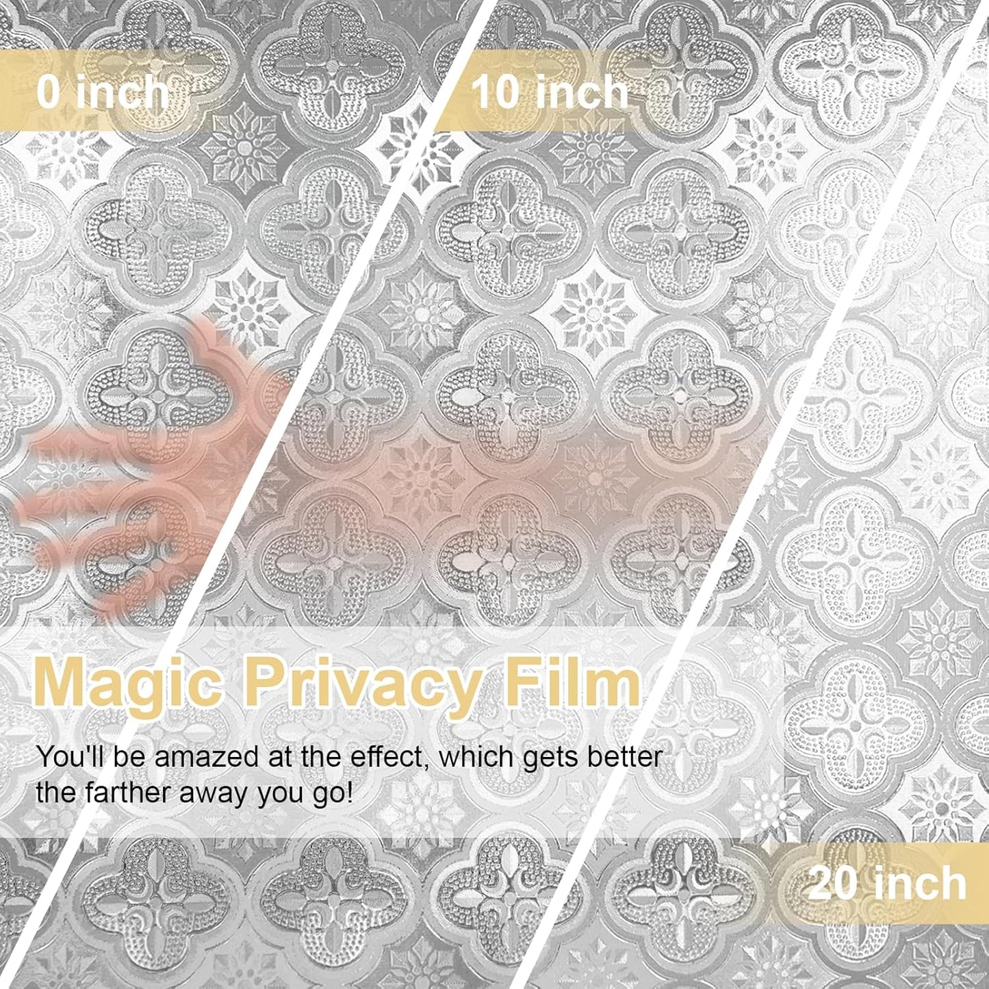 Window Privacy Film Decorative for Front Door, Bathroom Static Cling Stained Glass Sticker Opaque Heat Control UV Blocking Non-Adhesive for Home Windows 11.8x78.7inch