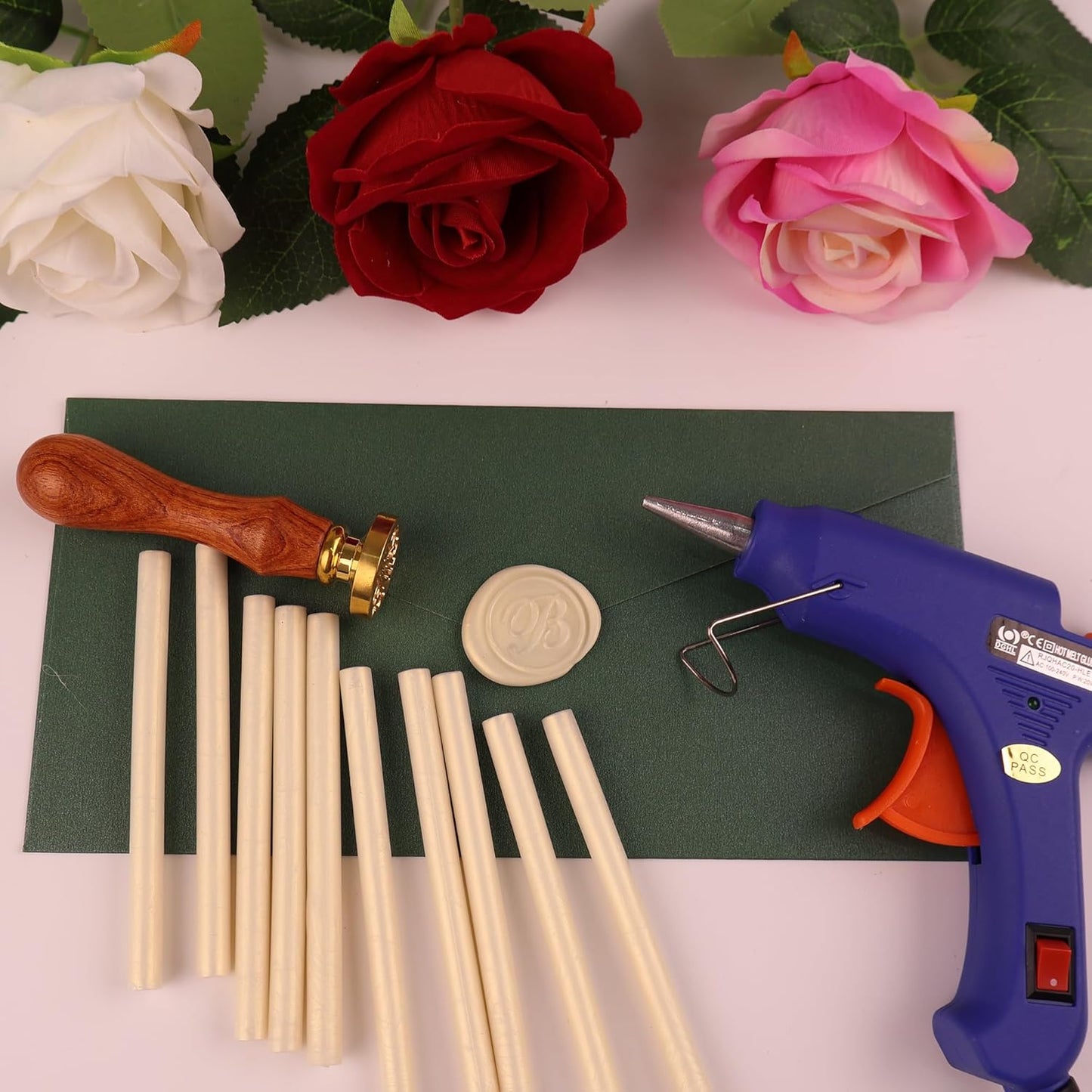 30 Pieces 7mm Sealing Wax Sticks for Glue Gun,PORXFLY Mini Wax Seal Sticks Great for Seals Stamp,Cards Envelopes,Wedding Invitations,Gift Wrapping,Wine Packages (Jade White)