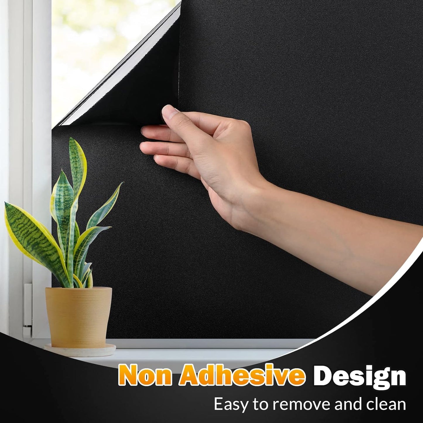 rabbitgoo Blackout Window Film, Sun Heat Blocking Privacy Cover for Glass, Removable Opaque Room Darkening Dark Black Out Window Covers Tint Shades for Home Day Sleep Light Blocker 23.6 x 157 Inches