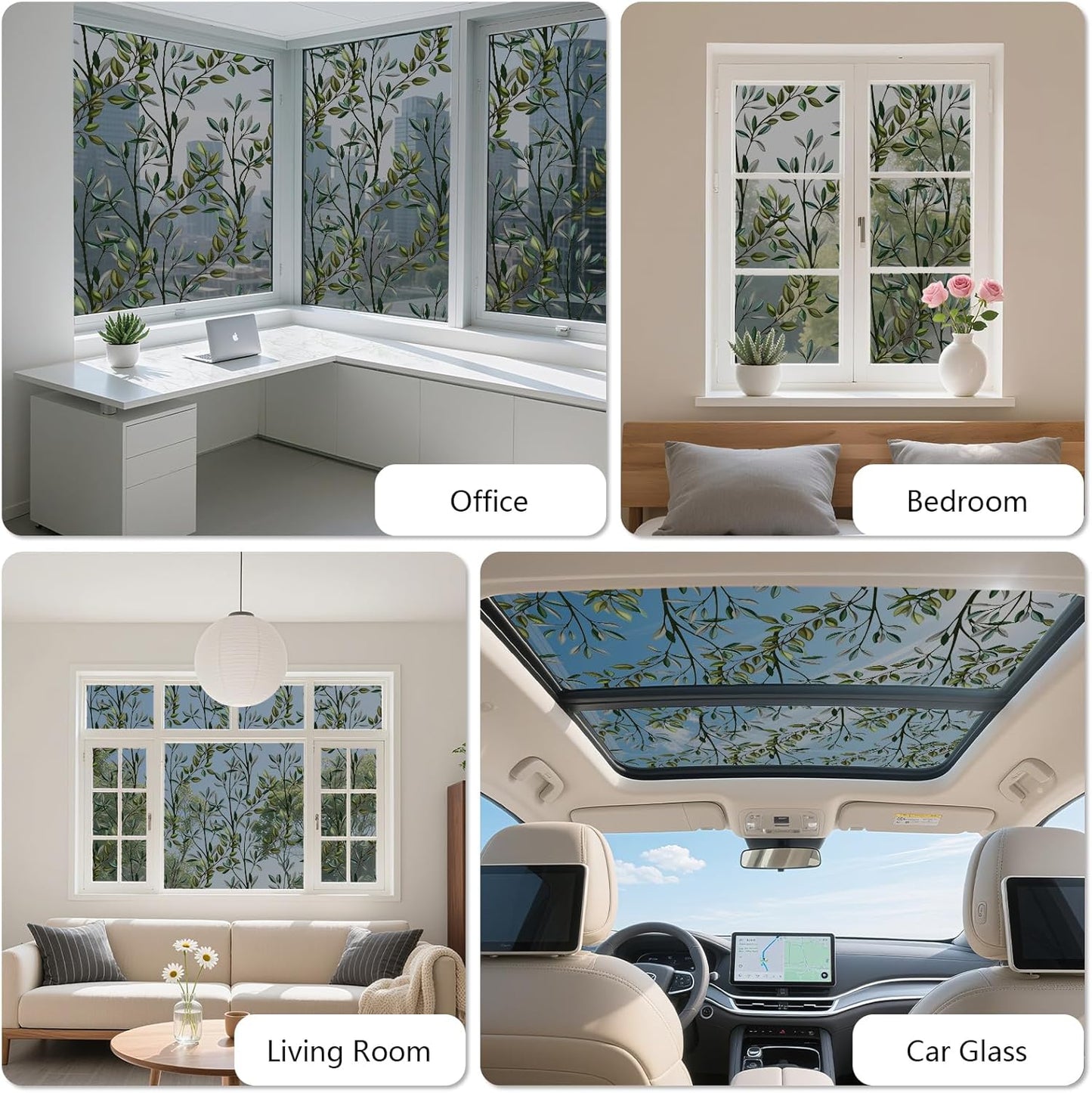 NINETREX One Way Window Privacy Film, Daytime Privacy Static Cling Sun Blocking Anti UV Reflective Window Tint for Home and Office 35.4 x 78.7 inches, Black Silver Leaf