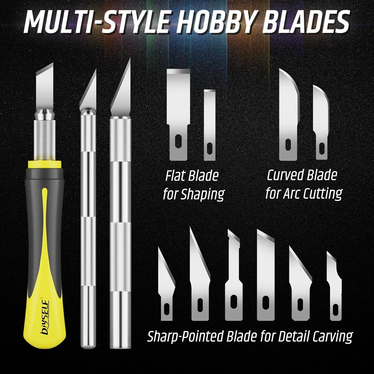 DIYSELF 16-Piece Craft Knife Set, Exacto Knife Set, 3-Piece Hobby Knife with 10-Piece Exacto Knife Blades, Precision Art Knife for Pumpkin Carving, Modeling, Exactly Knife, Pumpkin Carving Tools