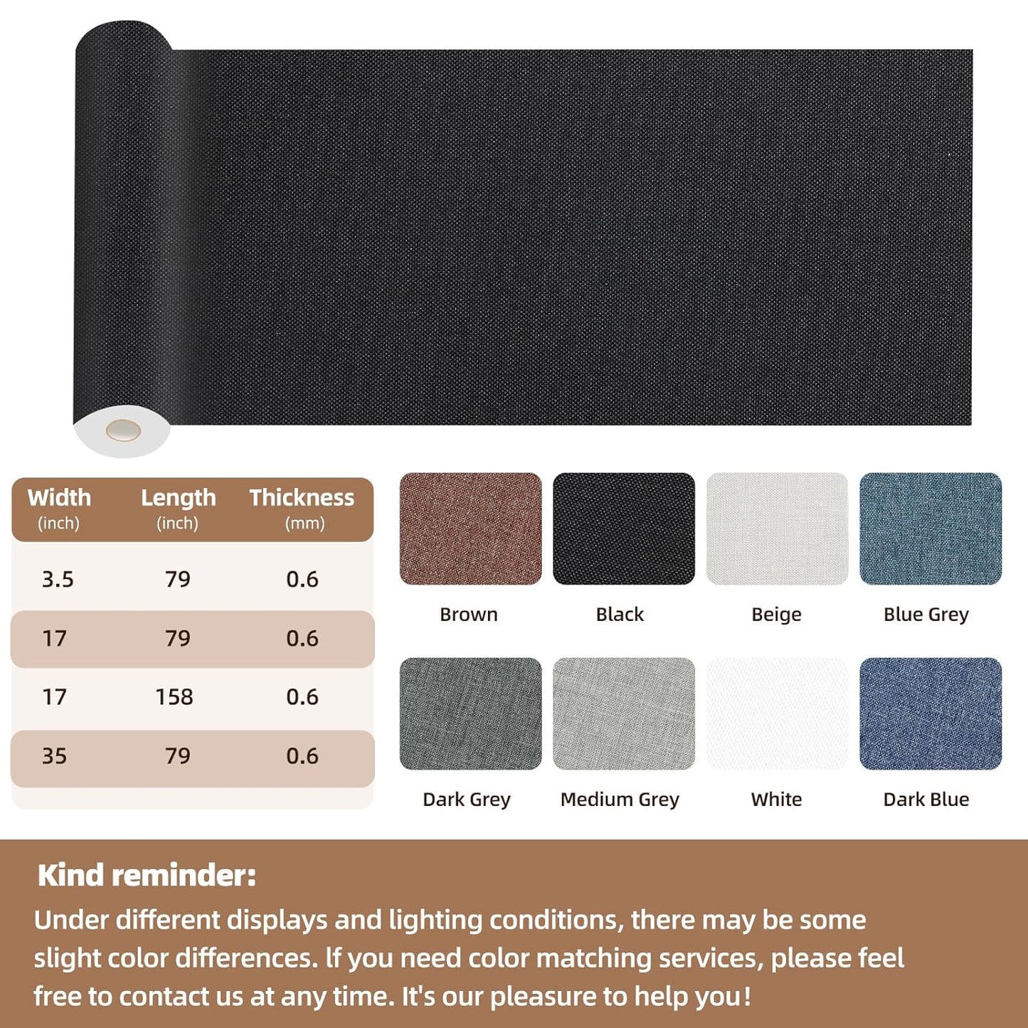Fabric Repair Patch, 17X79 Inch Fabric Large Repair Tape, Self-Adhesive Patches for Furniture, Sofa, Car Interior, Shoes, Hand Bag, Clothing (Dark Blue, 17X79 Inch)