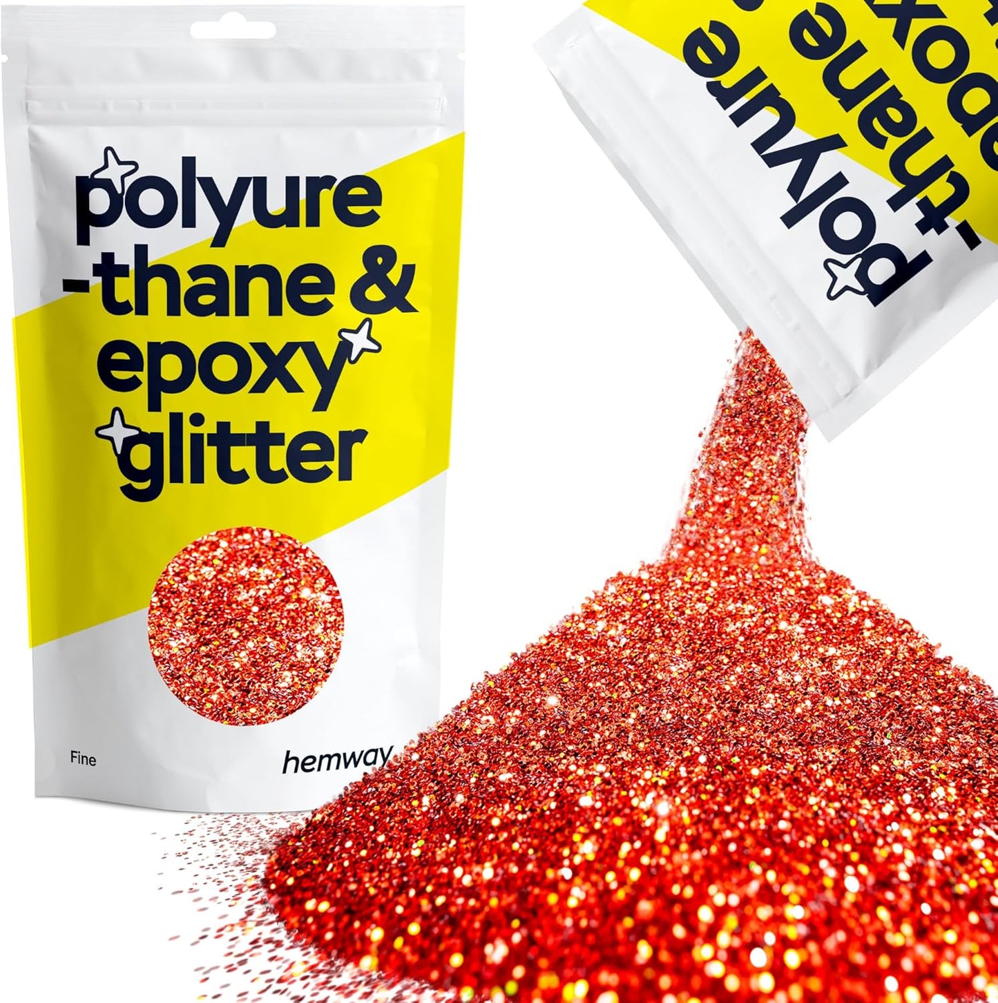 Hemway Polyurethane & Epoxy Resin Glitter 100g / 3.5oz Metallic Crystal Flake Additive for Flooring Jewelry Tumblers Glass Pigment - Fine (1/64" 0.015" 0.4mm) - Red Holographic