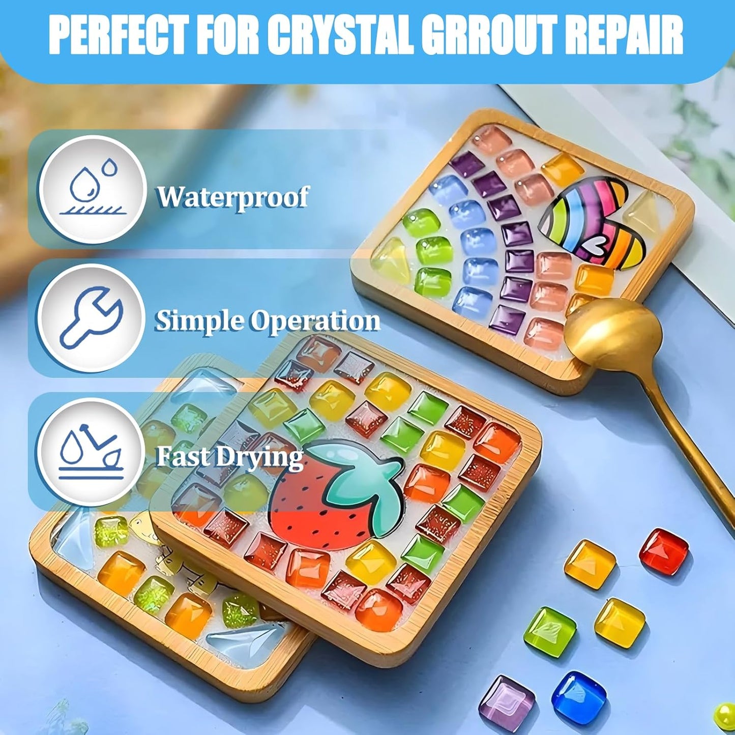 Mosaic Crystal Grout, Mosaics Tile Tools, Mosaic Tile Accessories – Essential for Handmade Grouting and Perfect for DIY Craft Projects (Translucent, 4.5oz)