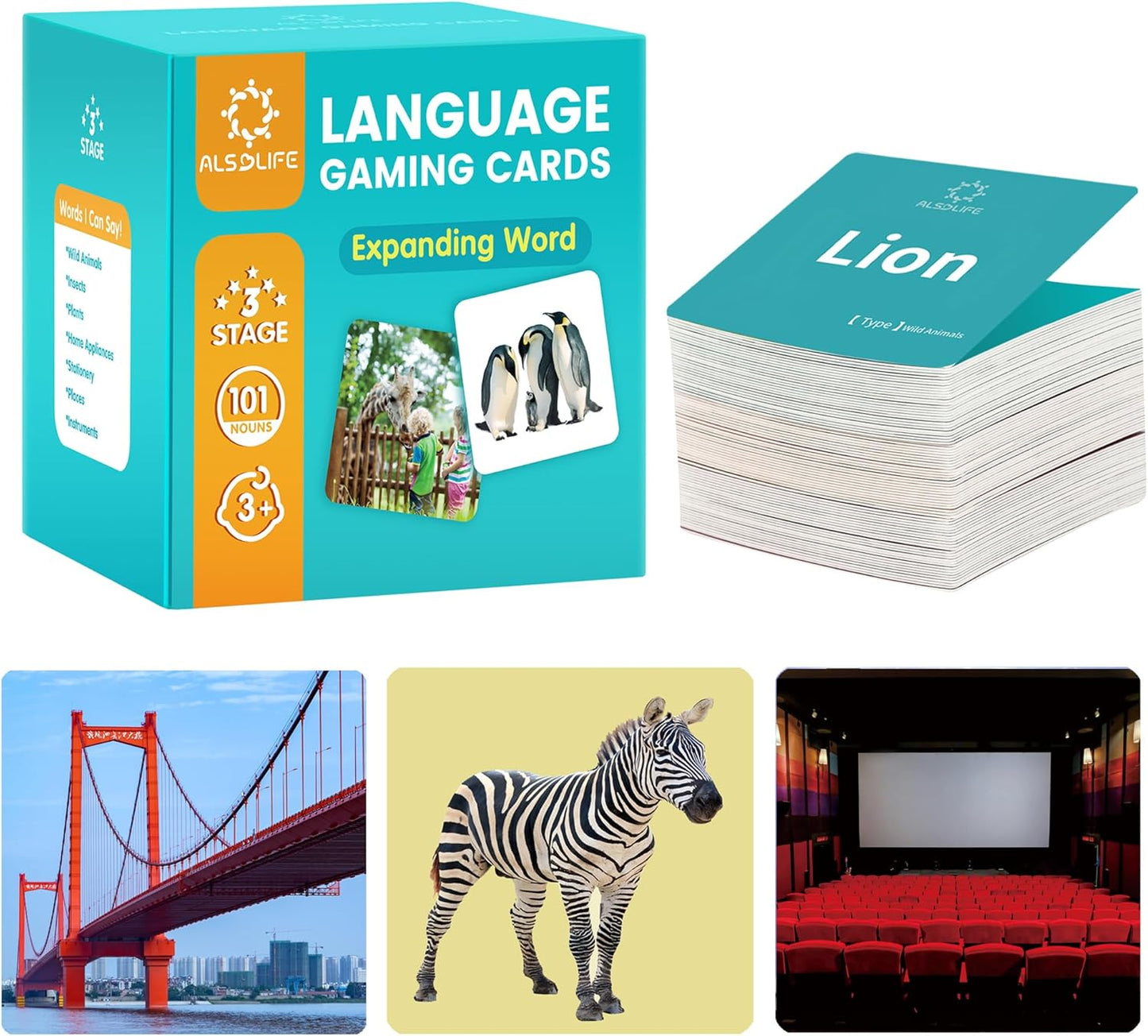 100 Nouns Flash Cards for Toddlers, Expanded Vocabulary Cards with Videos, Preschool Learning Flashcards, Noun Picture Cards for Speech Therapy Material ABA Therapy| Language Builder Card
