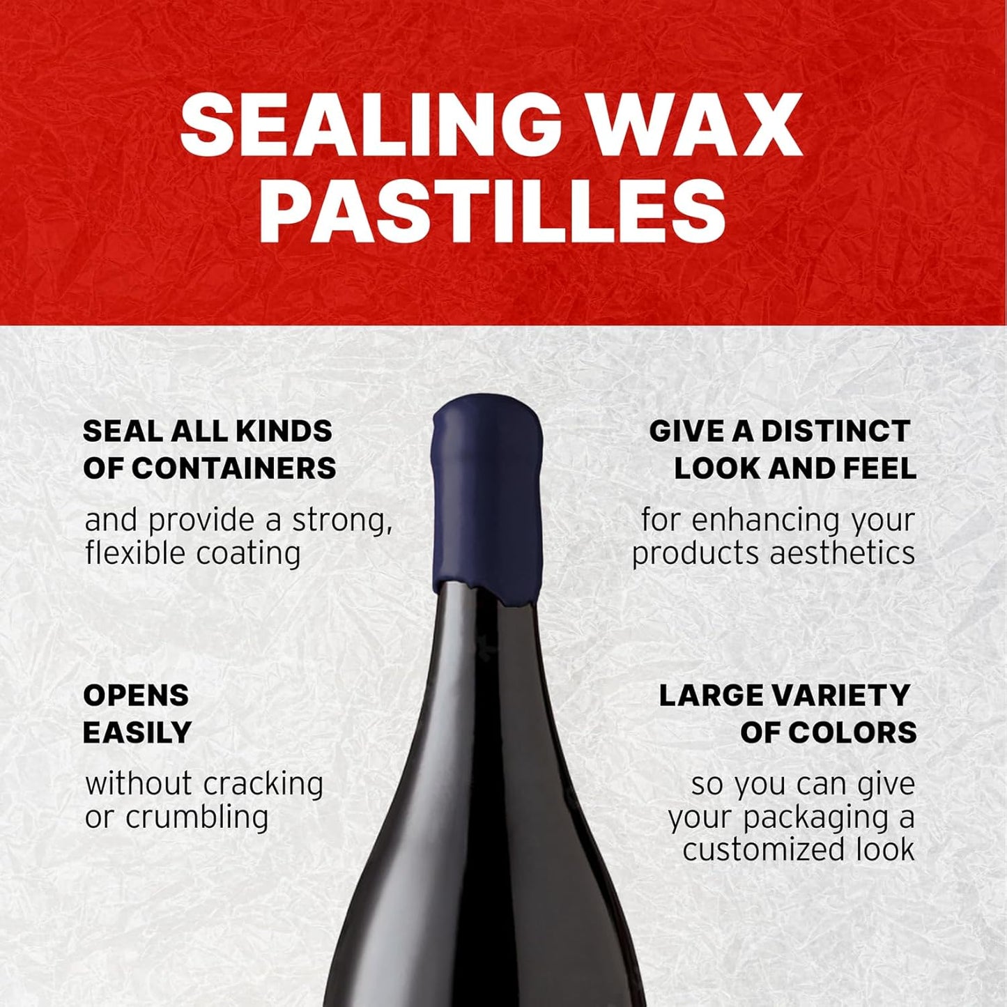 Blended Waxes, Inc. Bottle Sealing Wax, Pastille Wax Seal Beads For Wine, Beer, and Liquor Bottle Sealing, Seals Between 25-30 Bottles, 1 lb, Blue Metallic