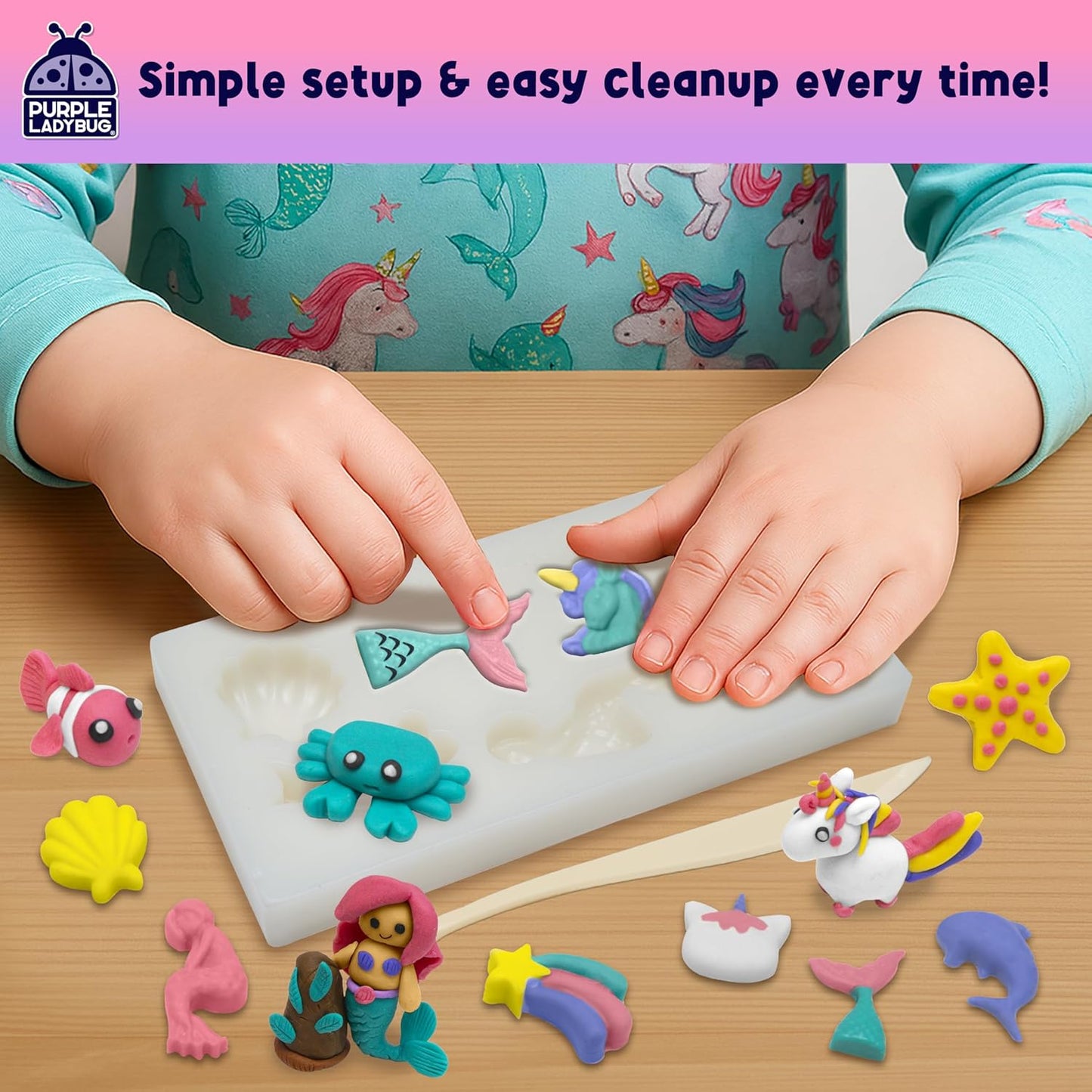 Eraser Lab DIY Clay Mini Cute Eraser Kit for Girls - Unicorn & Mermaid Theme - Fun Craft Activity for Girls Aged 4 5 6 7 8 9 10, Perfect Back to School Supply, Ideal Christmas & Birthday Gift Idea