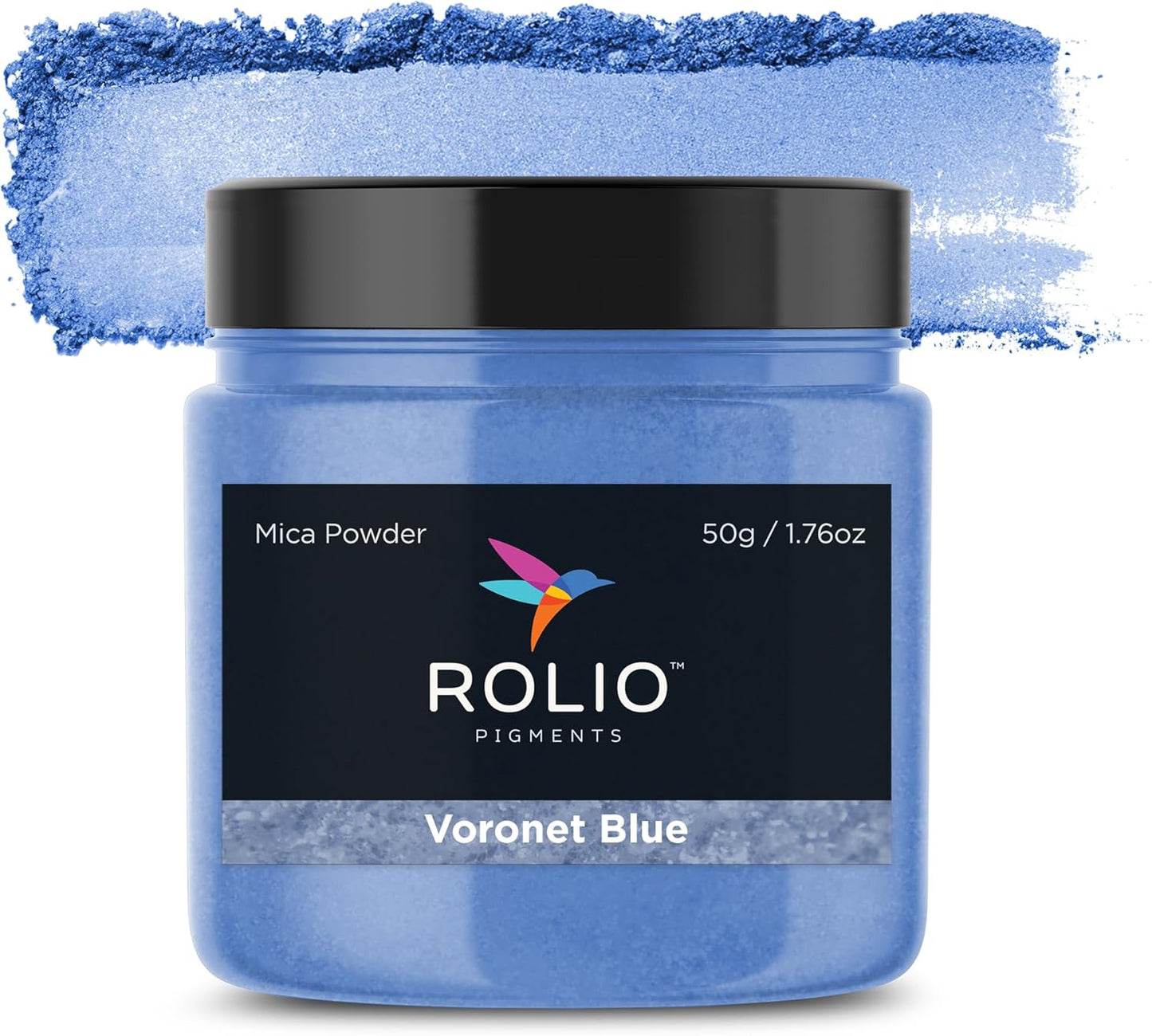 Rolio Premium Mica Powder - Voronet Blue (50G / 1.76oz) - 1 Jar of Blue Pigment Powder for Epoxy Resin, Dye, Soap Making, Nail Polish, Paint, Candle Making, Bath Bombs, Slime