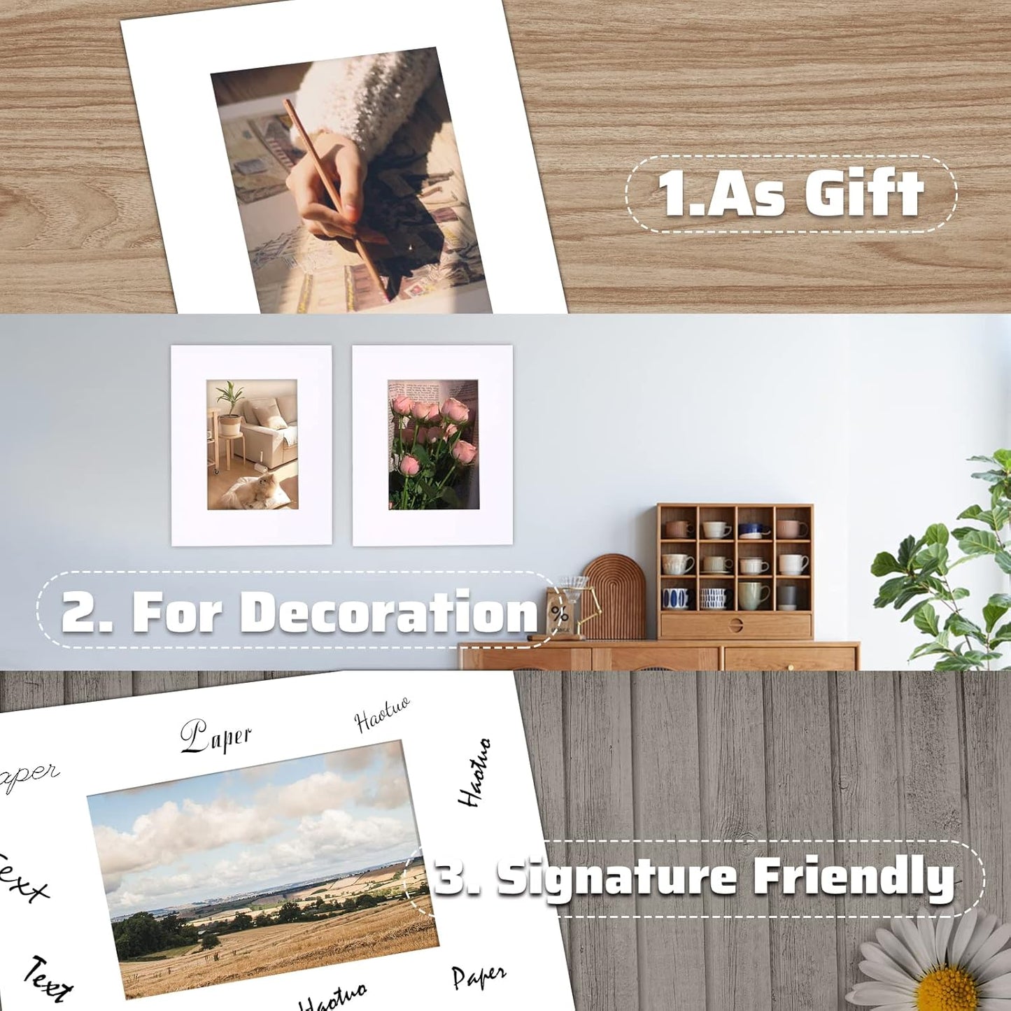 HOTUO 10 Pack Acid Free White Picture Frame Mats, Pre-Cut 8x10 Picture Mats with Ivory Core Bevel Cut for 5x7 Photo, Signature Friendly 4 Ply Thickness Photo Mat for Frames/Artwork/Prints/Pictures