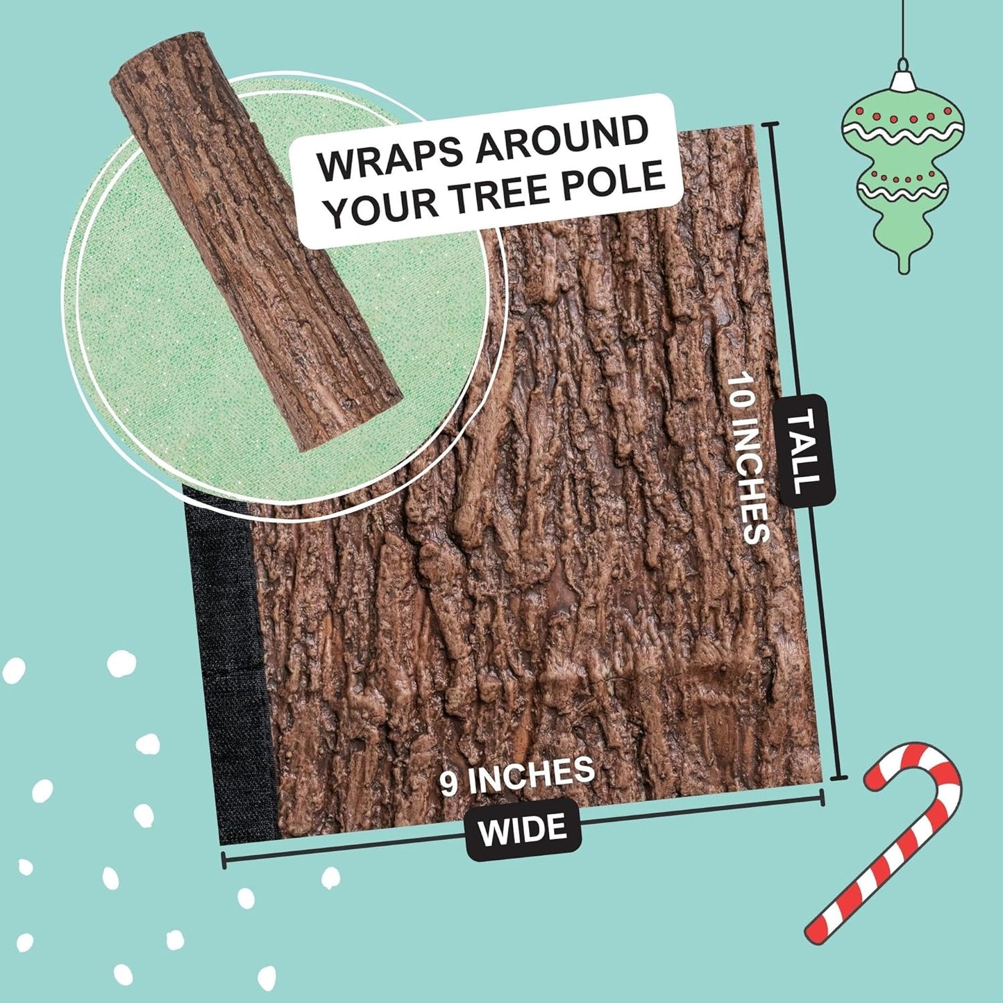 Realistic Faux Brown Bark Xmas Tree Skirt Hides Fake Pole, By Christmas Tree Hugger