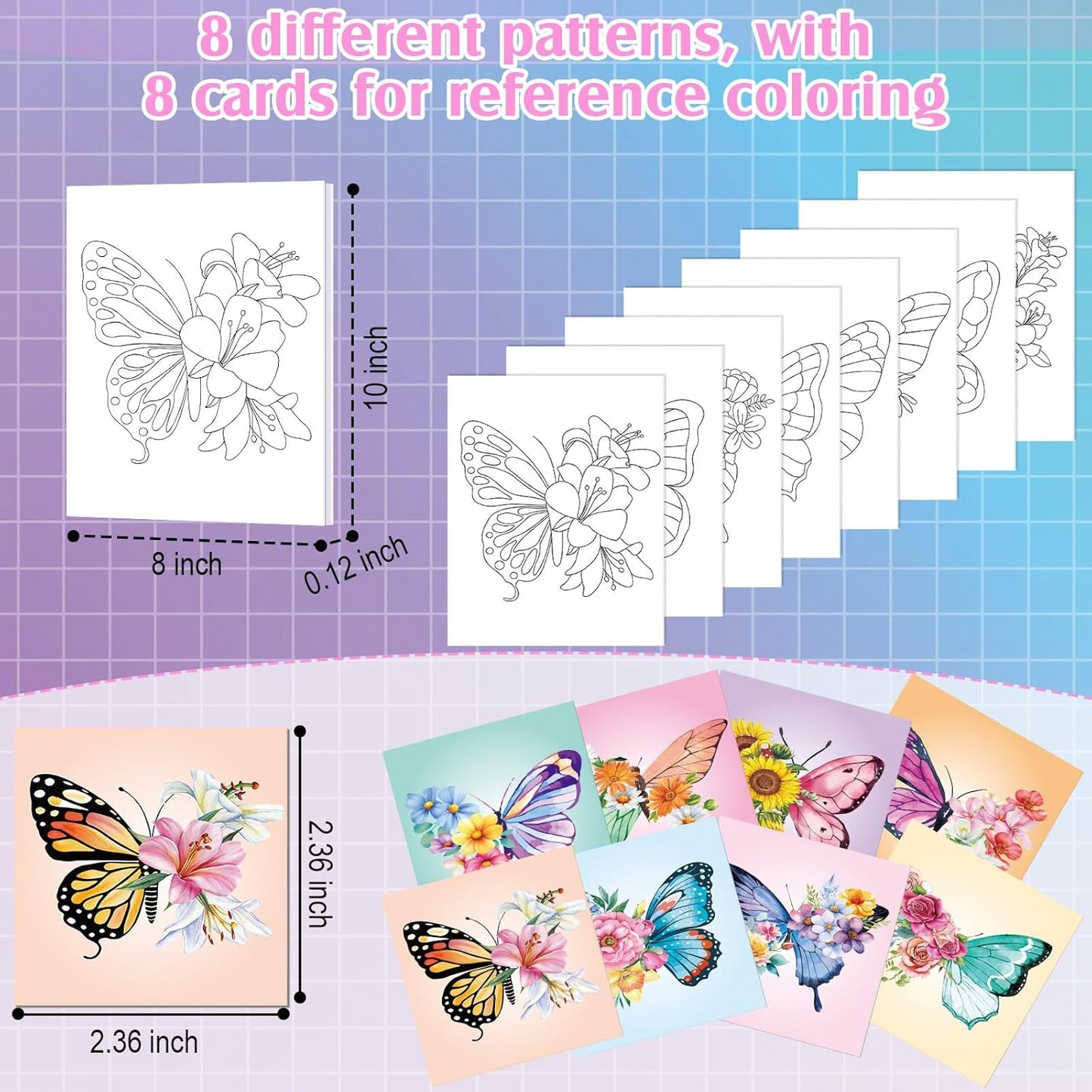 Cholemy 36 Pcs Paint and Sip Kit for Adults 8''x10'' Pre Drawn Canvas for Painting DIY Afro Acrylic Painting Kit Wood Easel Brushes Date Night Bulk for Christmas Party Gifts(Butterfly)