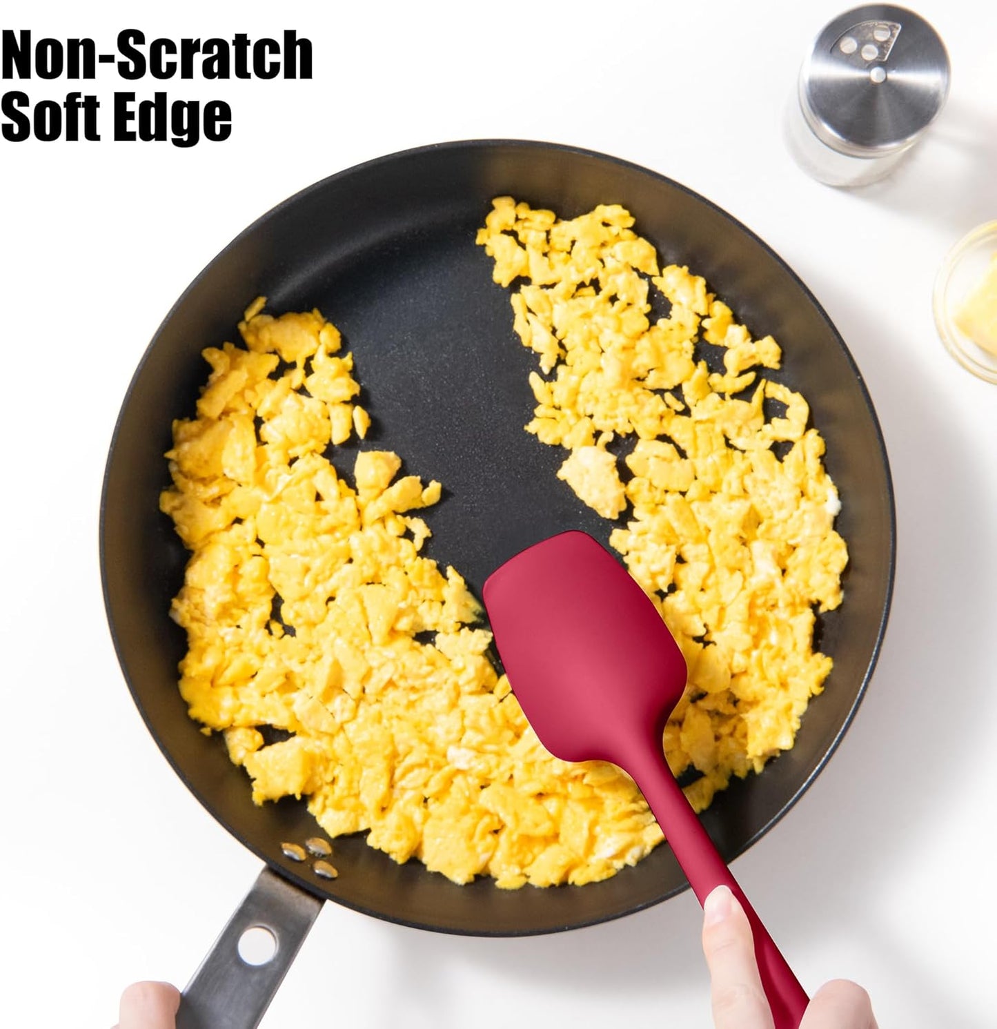 Doosu Silicone Scraper Spoon Spatulas, 600°F Heat Resistant BPA Free Rubber Flat Spatula, Kitchen Mixing Stirring Cooking Spoonula, Non-Stick Dishwasher Safe Baking Supplies (2 Pcs, Aqua+Red)