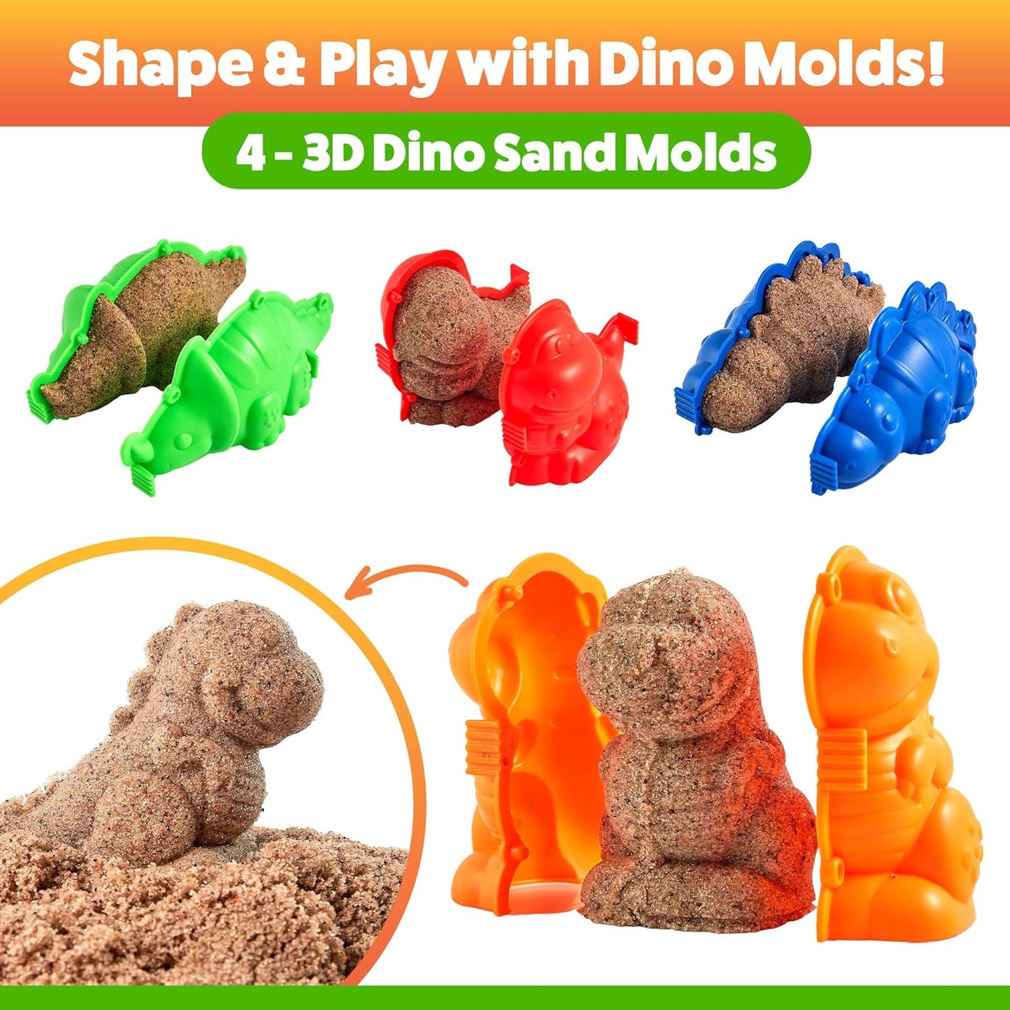 USA Toyz Dinosaur Sand Molds Beach Toys for Kids- 23pk Sandbox Toy for Toddlers, Compatible with Foam or Molding Clay, 3D Beach Sand Castle Building, Water Tables, Indoor Outdoor Sensory Toys for Kids