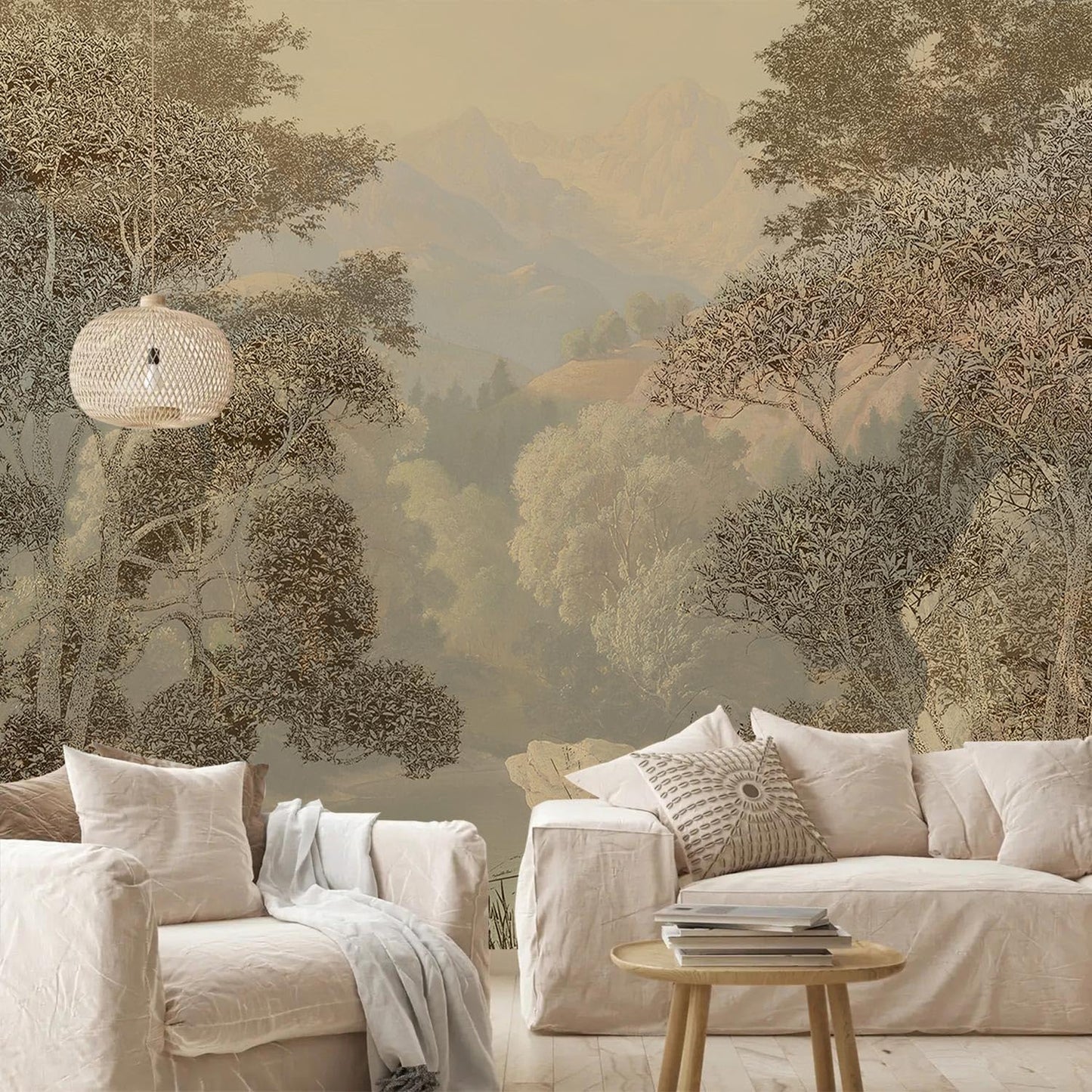 AFZEVEB-Tropical Jungle Wallpaper Landscape Tree Wall murals for Bedroom 136"x96"(Not Peel and Stick)
