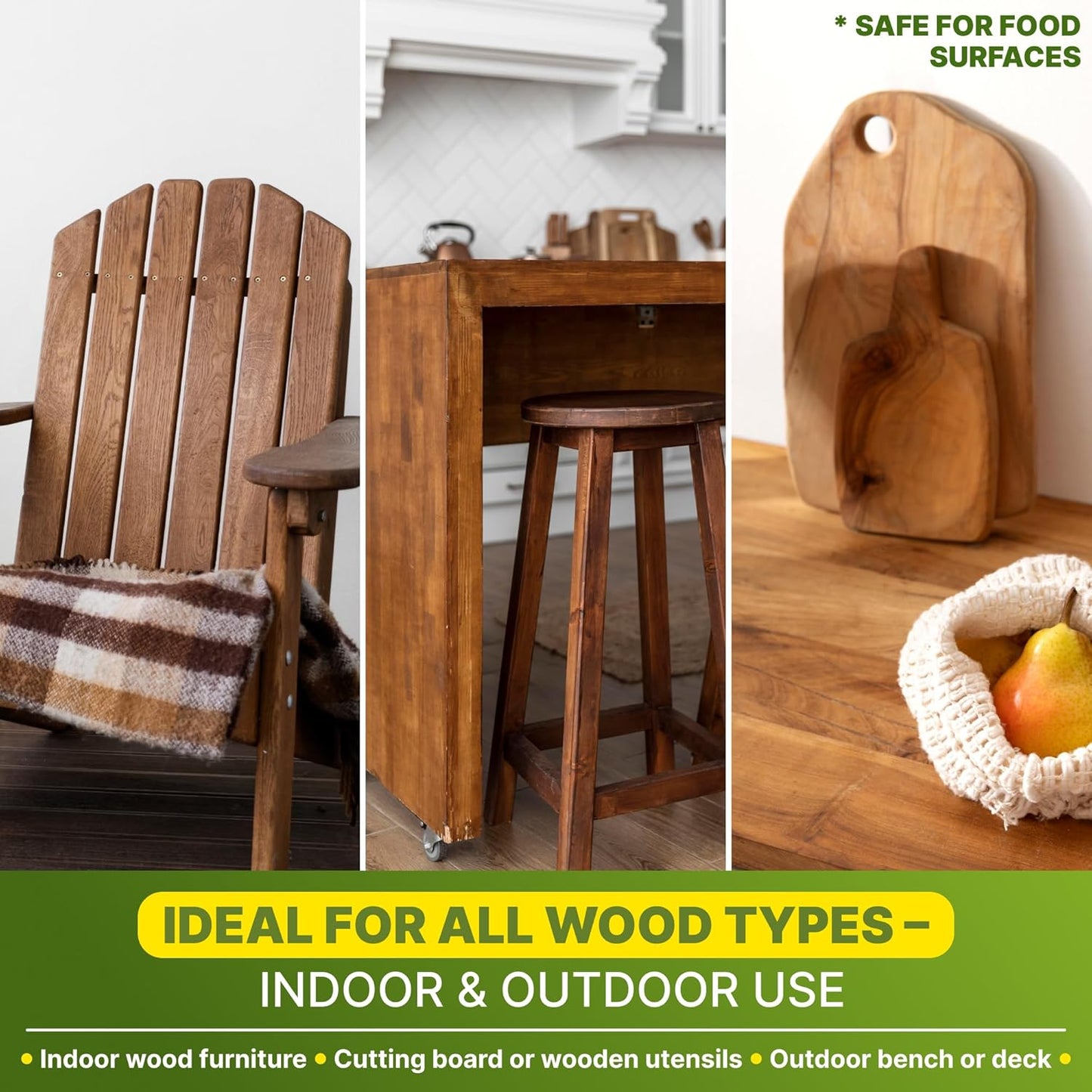 Nordicare 100% Pure & Natural Linseed Oil - Food-Safe for Wood Furniture - Enhances Original Wood Structure - Made in Denmark 84.5oz