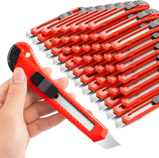 DIYSELF 30 Pack Box Cutter Retractable, 18mm Box Knife, Utility Knife Retractable with Snap Off Blade, Boxes Cutter Knives for Cardboard, Art, Craft