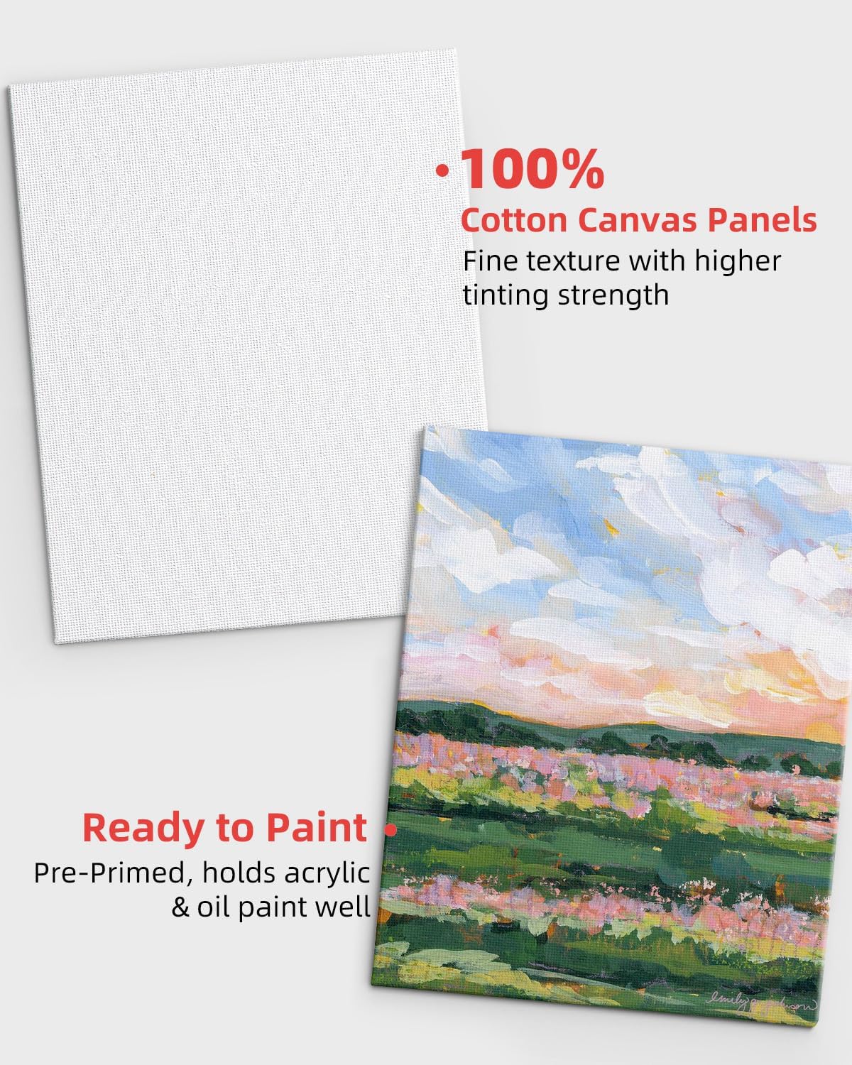 Simetufy 4 Pack 5x7 Inch Canvas Boards for Painting, Blank Canvases Panels, Gesso Primed Acid-Free 100% Cotton for Acrylics Oil Watercolor Tempera Paint