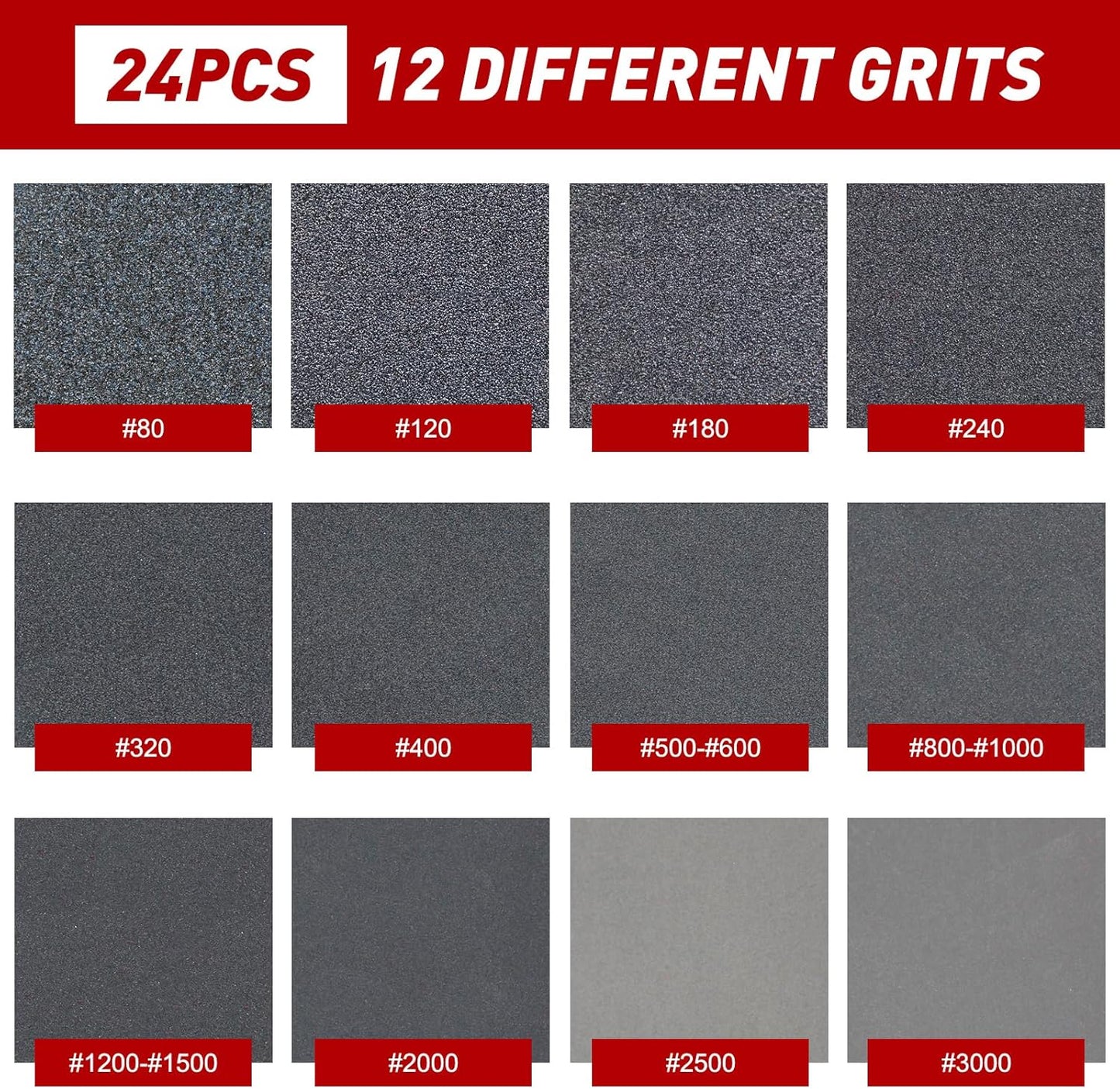 24 Pcs Sanding Sponge 180 Grit, Washable & Reusable Sanding Blocks for Wood, Metal, Drywall, Glazing, Wet Dry Sandpaper for Smooth Finishing