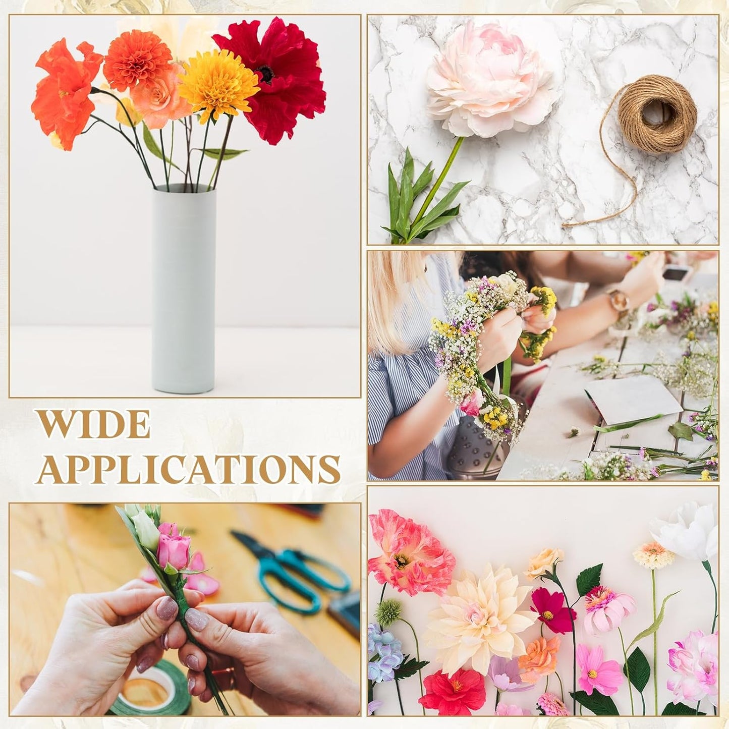 uxcell 50Pcs 2 Gauge Floral Wire, 11.81" Length Flower Stem Wires with 0.08" x 32.8ft Twine for Wreath Making, Flower Arrangement, Red