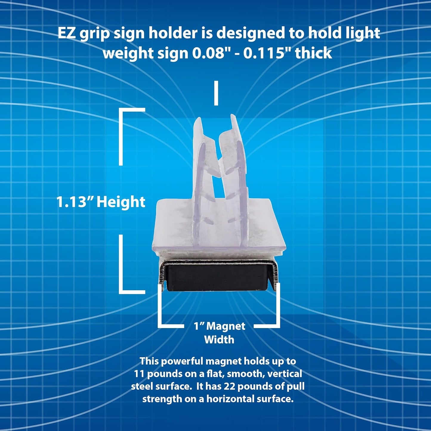 Master Magnetics Magnetic Sign Holder Pack - Magnetic Sign Holders for Door Frames, Metal Shelves, Whiteboards - Powerful Magnet - Retail EZ Grip Holder - 3" L x 1" W x 1.13" H - 5-Pack