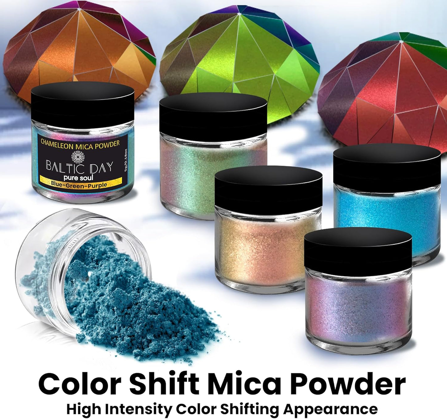 Chameleon Mica Powder, 28 Jars of Color Shift Mica Powder Set - Color Shifting Mica for Epoxy Resin, Tumbler - Chrome Pigment for Nails, Painting, Slime - Chameleon Pigment - Holographic Mica Powder