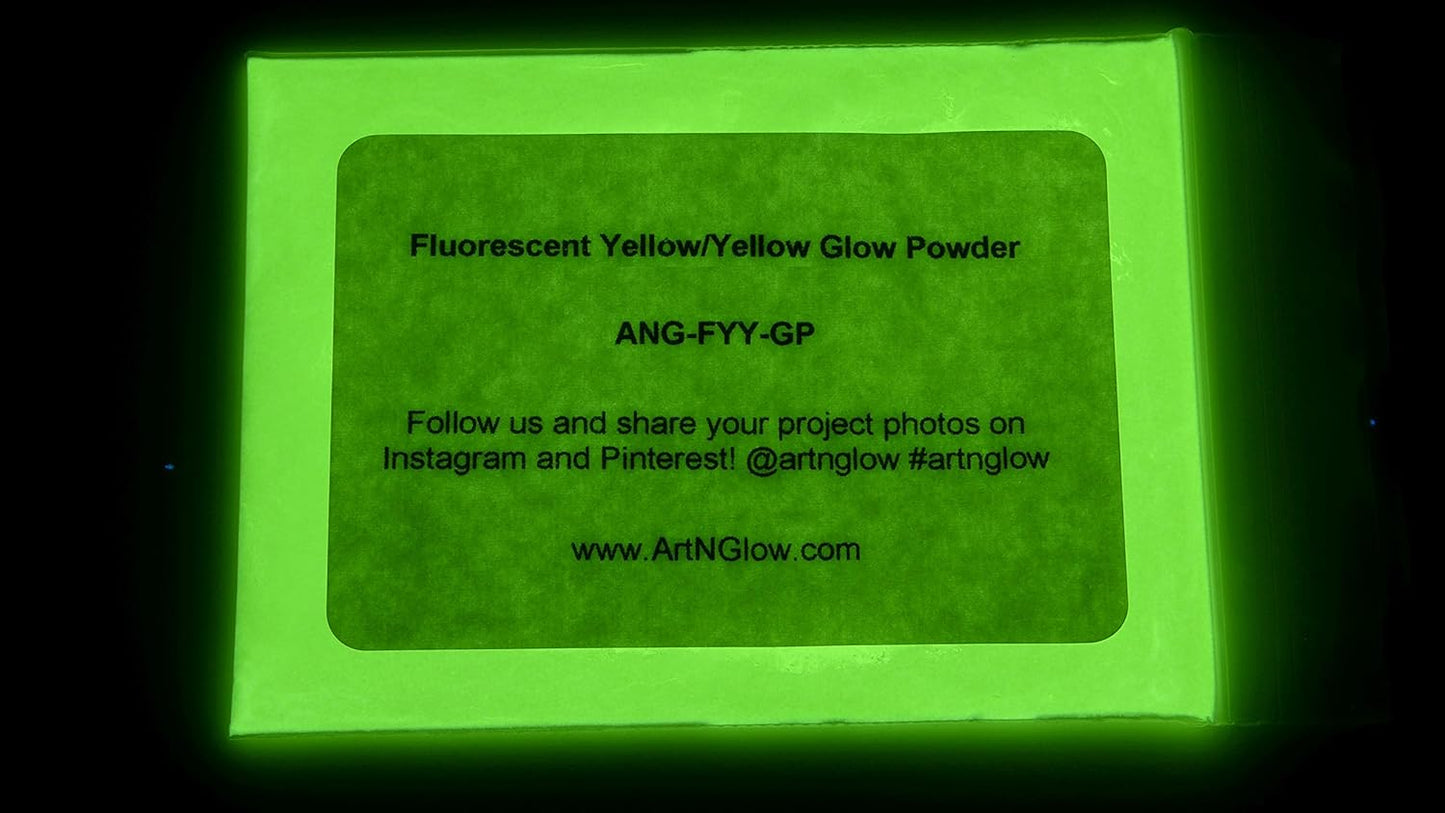 Glow in The Dark Pigment Powder - Neutral and Fluorescent Color for Art Painting, Fine Art, Nail Art Paint, and DIY Crafts - Long Lasting 10+ Color Options - Fluorescent Yellow - (30 Grams/1 Ounce)