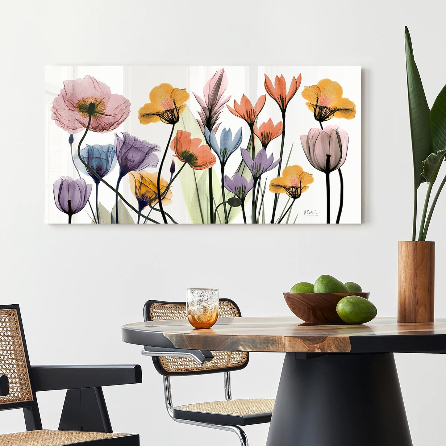 Empire Art Direct Frameless Free Floating Tempered Glass Panel Graphic Wall Art Ready to Hang, 24" x 48", Flowerscape Portrait, Flower Wall Art