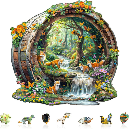 Wooden Puzzles for Adults, Fox Wooden Jigsaw Puzzle for Adults, 440 PCS Unique Animal Shape Wood Puzzles Adult, Birthday Party Gifts for Friends & Family Leisure Time Game Home Decor (XL-17.3*16.6in)