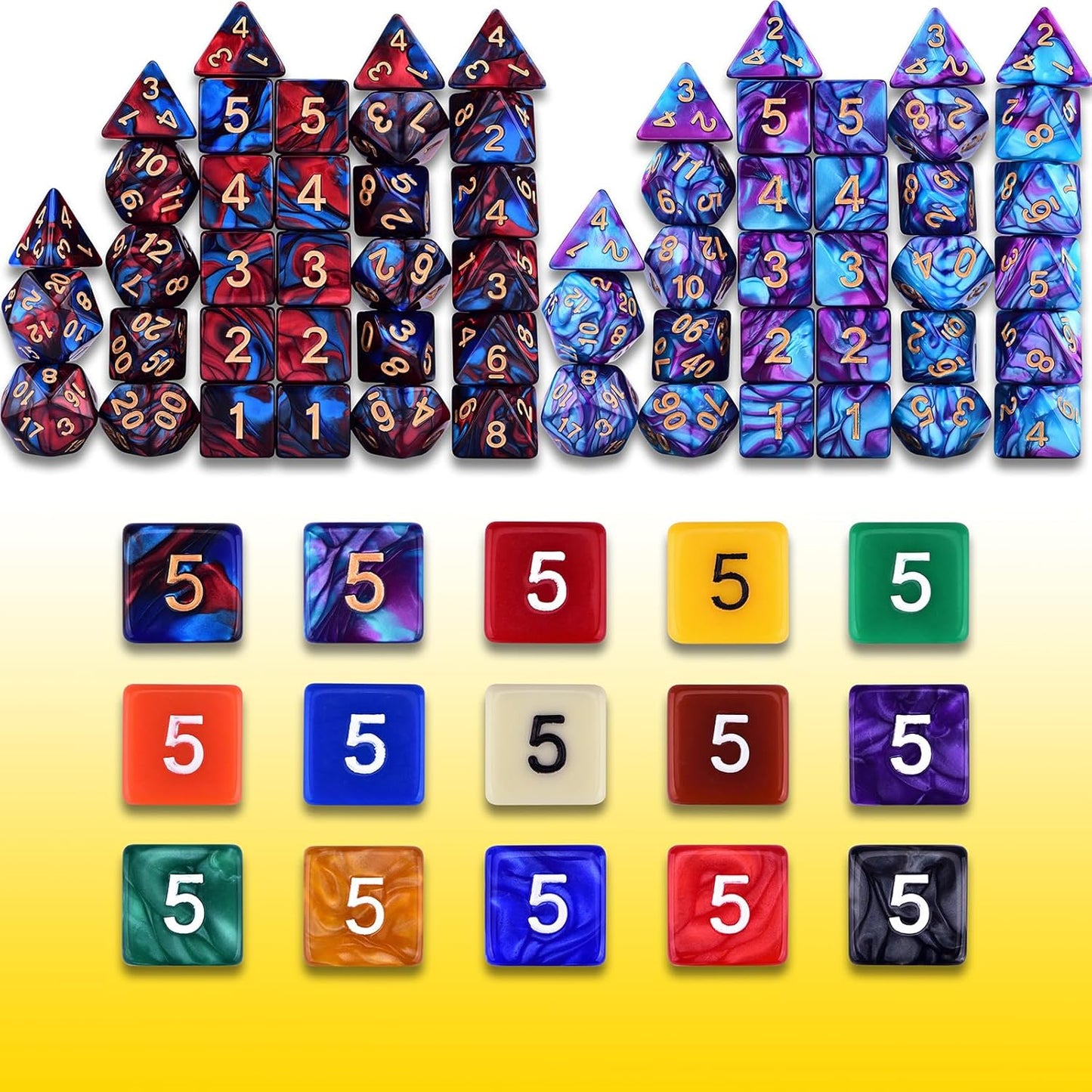 Extended Dice RPG Set 15 x 31 Polyhedral Dice (465 Piece) for DND 5e Tabletop Adventure Games (15 Colors - Classic)