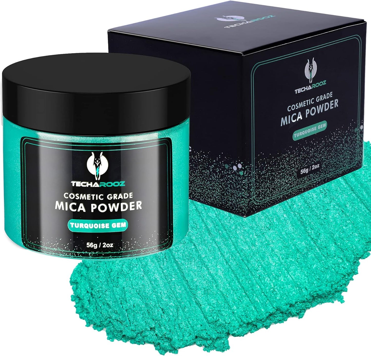 Turquoise Gem Mica Powder for Epoxy Resin 56g / 2oz. Jar - TECHAROOZ 2 Tone Resin Dye Color Pigment Powder for Lip Gloss, Nails, Colorant for Slime Bath Bombs Soap Making & Polymer Clay
